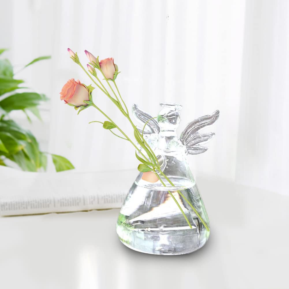 Ochine Angel Hanging Glass Vase - Clear Hydroponic Planter for Flowers, Terrariums & Small Plants | Bulk Tiny Bud Vases for Home Decor, Wedding Centerpieces & Indoor Gardening