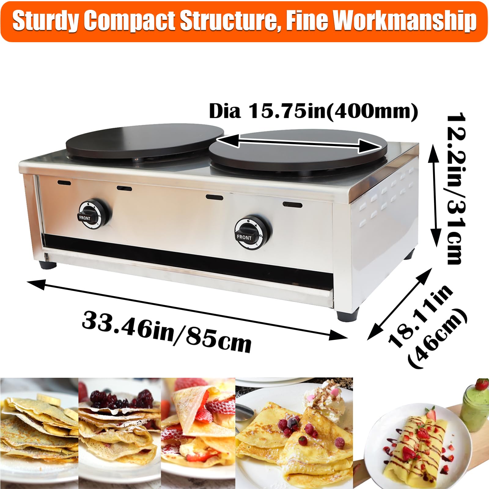 2800Pa LPG Commercial Crepe Maker - 15.7