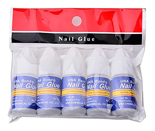Treza Professional Nail Glue Kit - 5 Bottles Strong Liquid Adhesive for Artificial Nails, False Tips & Acrylic Extensions | Perfect for Salon, Home Manicures & DIY Nail Art