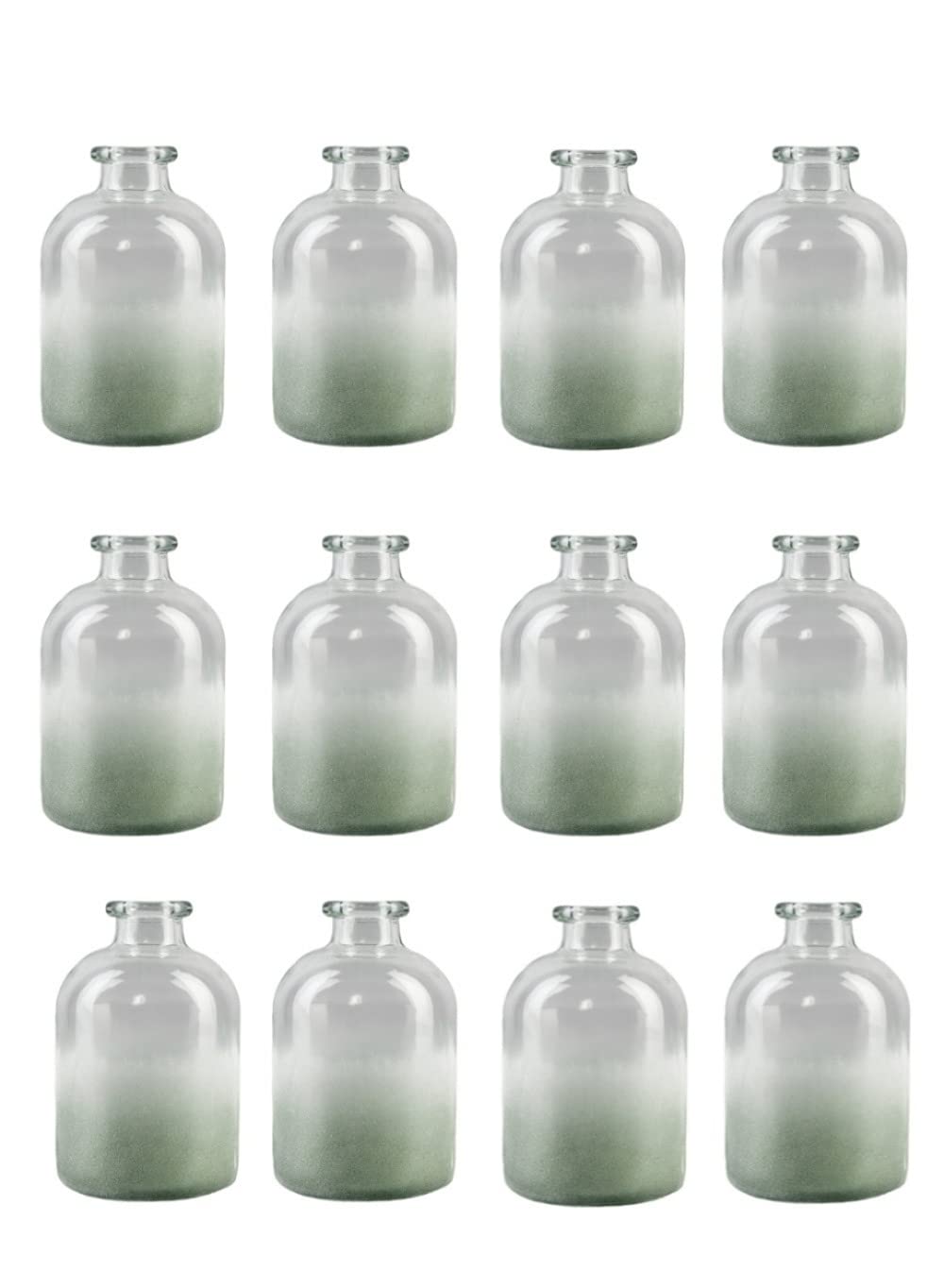Set of 12 Vintage Sea Glass Bottle Vases - 4.25
