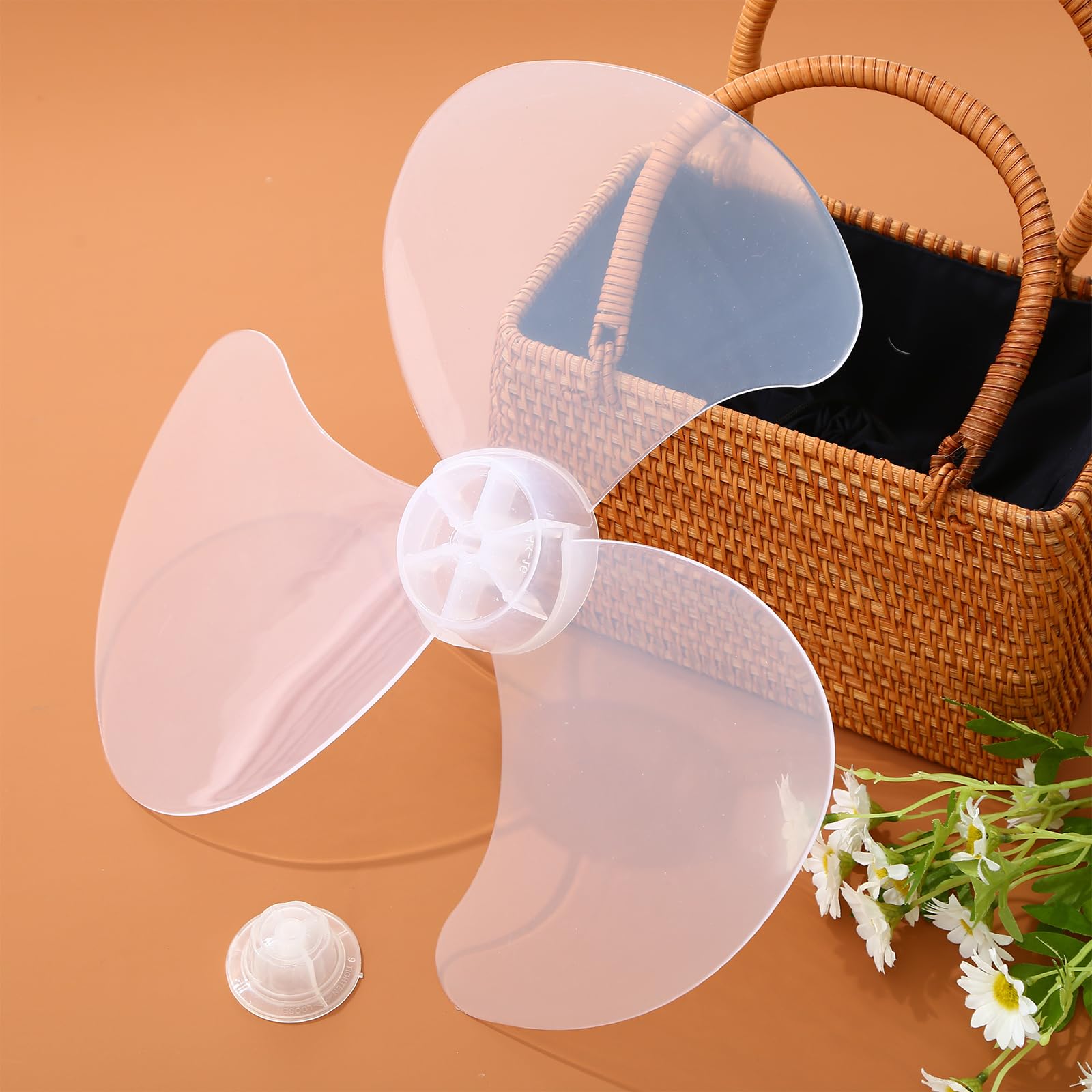 Durable 14-Inch White Universal Plastic 3-Blade Fan Replacement with Nut Cover | Compatible with Household Standing Pedestal Fans | Perfect for Bedroom, Living Room & Office Cooling