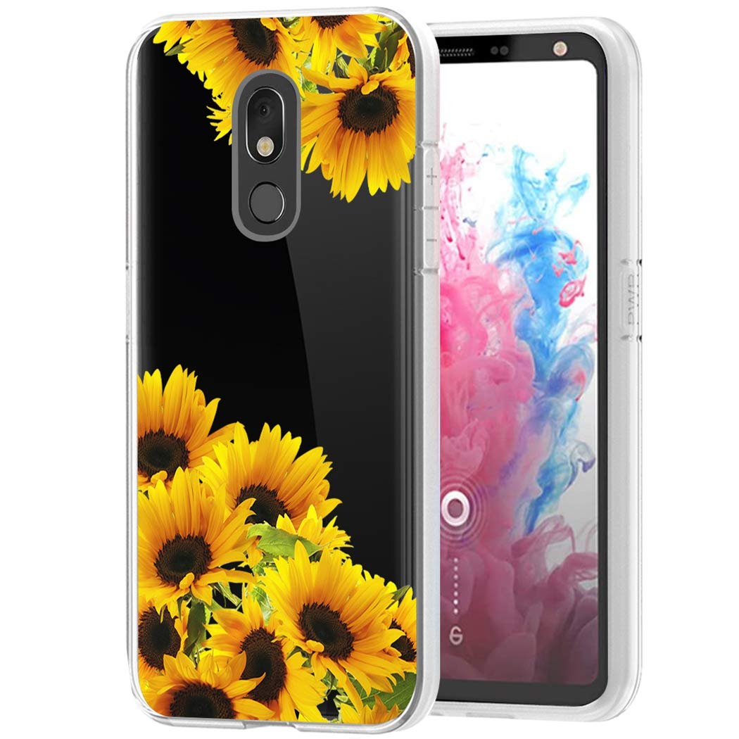 Compatible with LG Stylo 5/5V/5X/5 Plus Case - Cute Clear Sunflower Pattern Slim Shockproof TPU Protective Phone Cover for Women & Girls | Perfect for Everyday Use, School & Work Protection