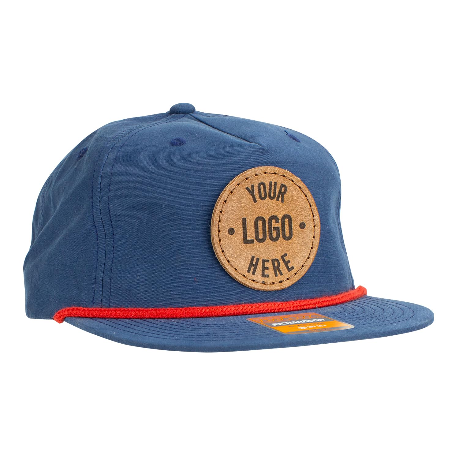 Custom Trucker Hats for Men - Personalized Dad Gifts with Leather Patch | Richardson 256 Rope Snapback Hat | Laser Engraved & Machine-Stitched Adjustable Cap (1-Pack, Blue) | Perfect for Outdoor Activities, Father's Day Gifts & Casual Wear