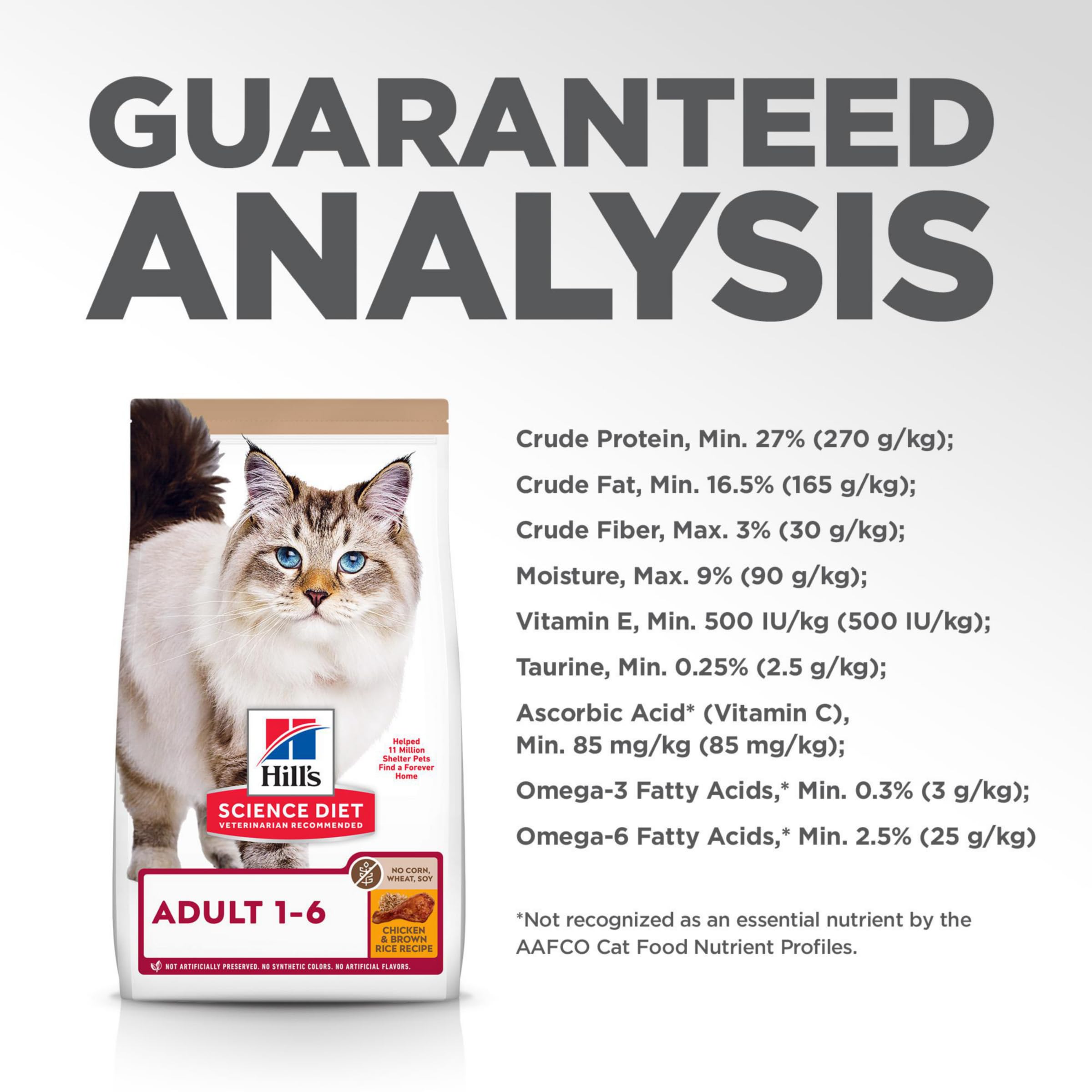 Hill's Science Diet Adult 1-6 Dry Cat Food - Premium Nutrition with Chicken & Brown Rice Recipe - No Corn, Wheat or Soy - 15 lb Bag - Ideal for Indoor Cats & Weight Management