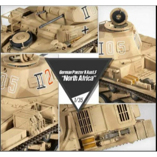 1/35 Scale Panzer II Ausf. F North Africa Campaign Model Kit - Academy 13535 | WWII German Tank Model for Collectors & Hobbyists | Perfect for Military History Displays & Diorama Building