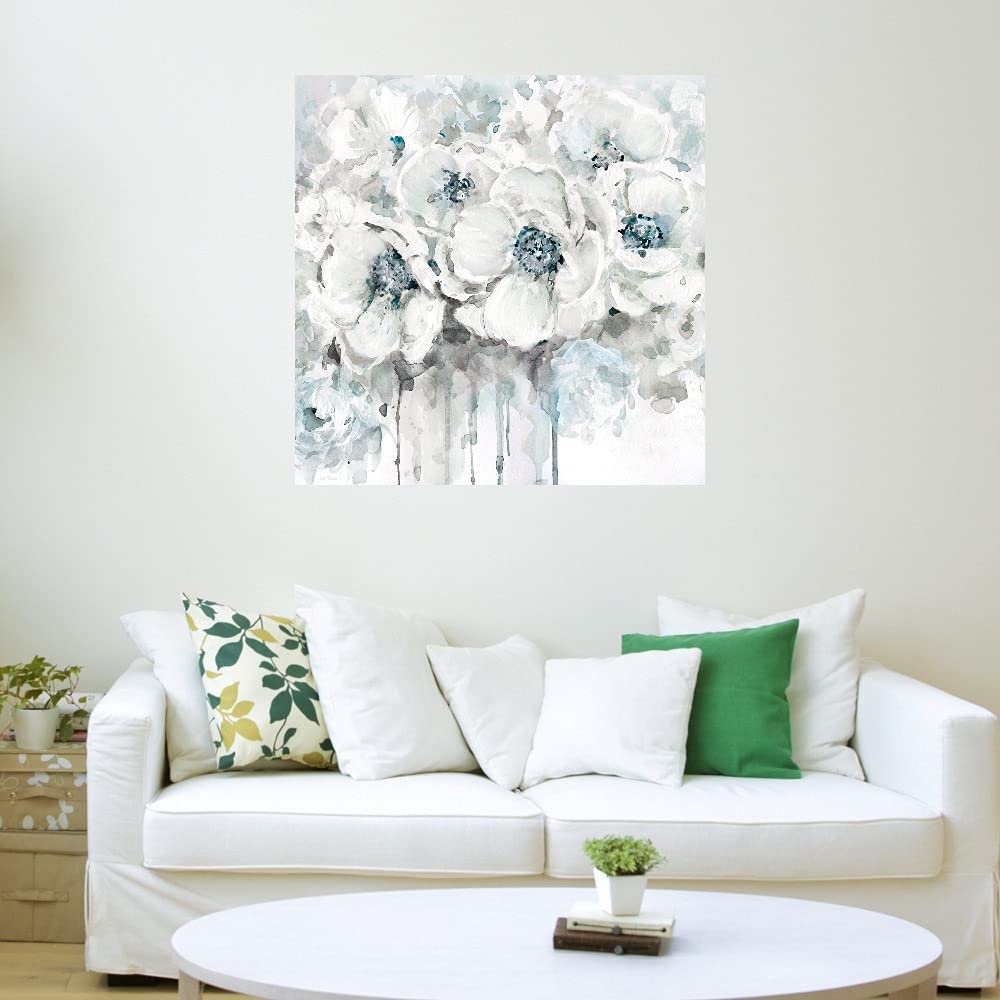 Botanical Wall Art Canvas Print - Spring Blues II by Carol Robinson | 22x22 Inch Plant Decor for Bathroom & Bedroom | Nature Inspired Home Decor for Living Room, Office & Spa