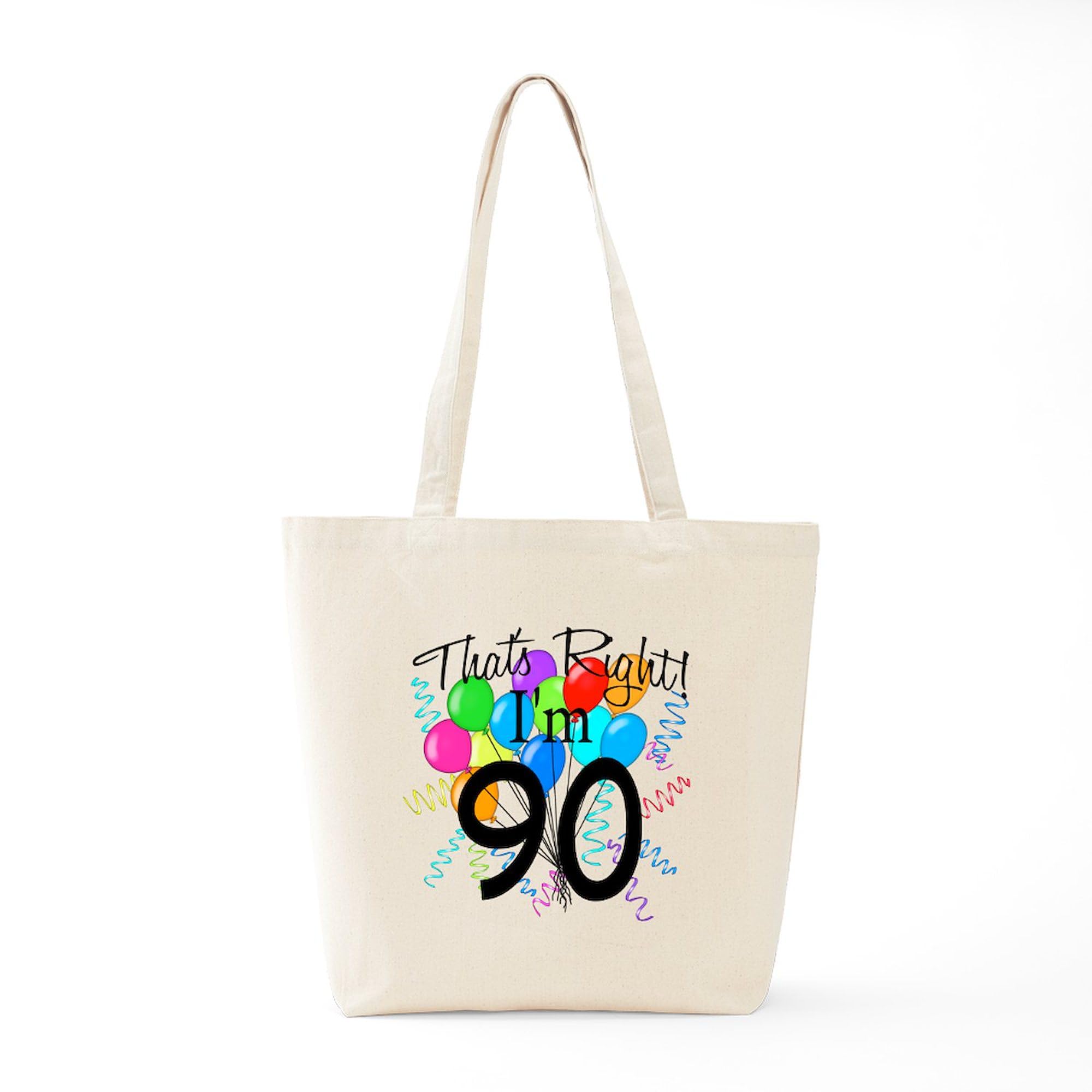 90th Birthday Tote Bag - Natural Canvas Reusable Shopping Bag for Groceries, Beach & Gifts | Personalized 90 Year Old Celebration Present