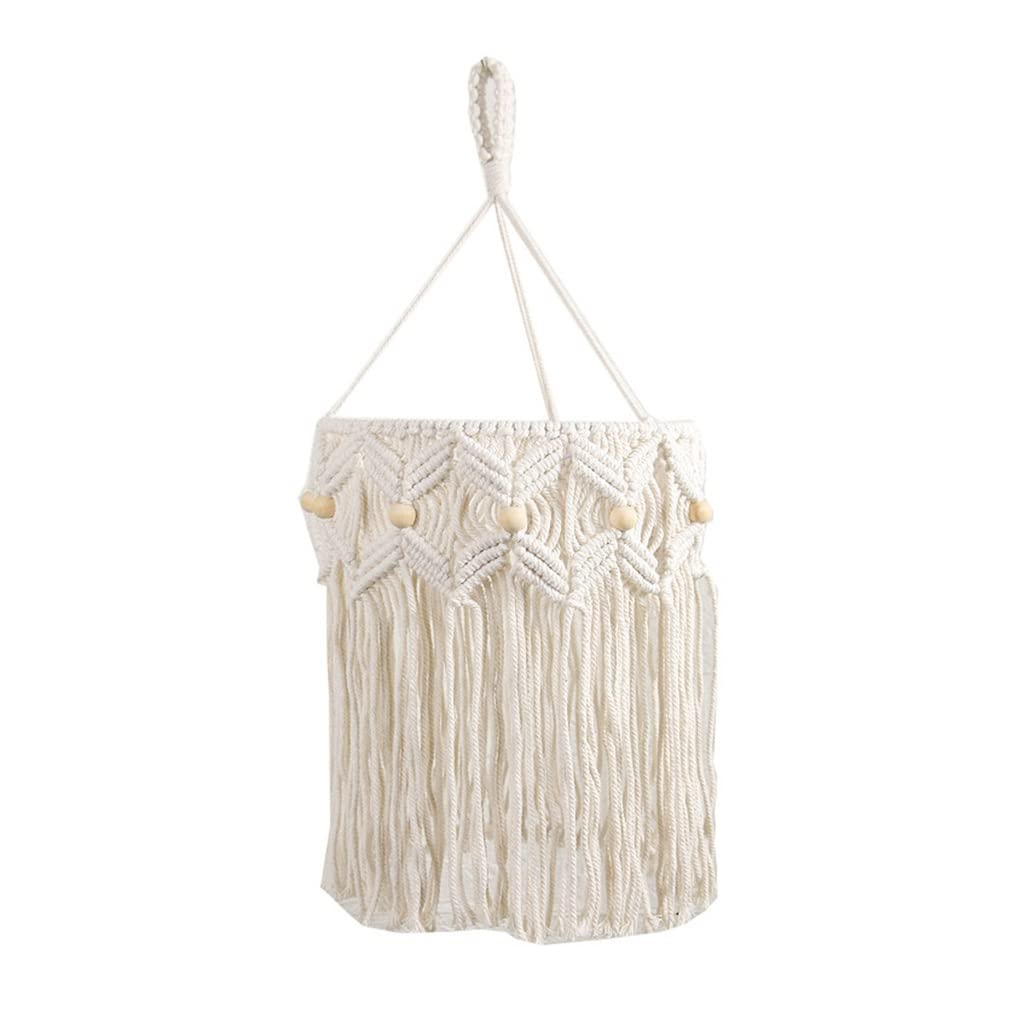 Hand-Woven Bohemian Tassel Lampshade 30x40cm - Natural White Cotton Lamp Shade for Living Room, Bedroom & Bathroom - Warm White Light for Cozy Home Decor & Relaxing Ambience