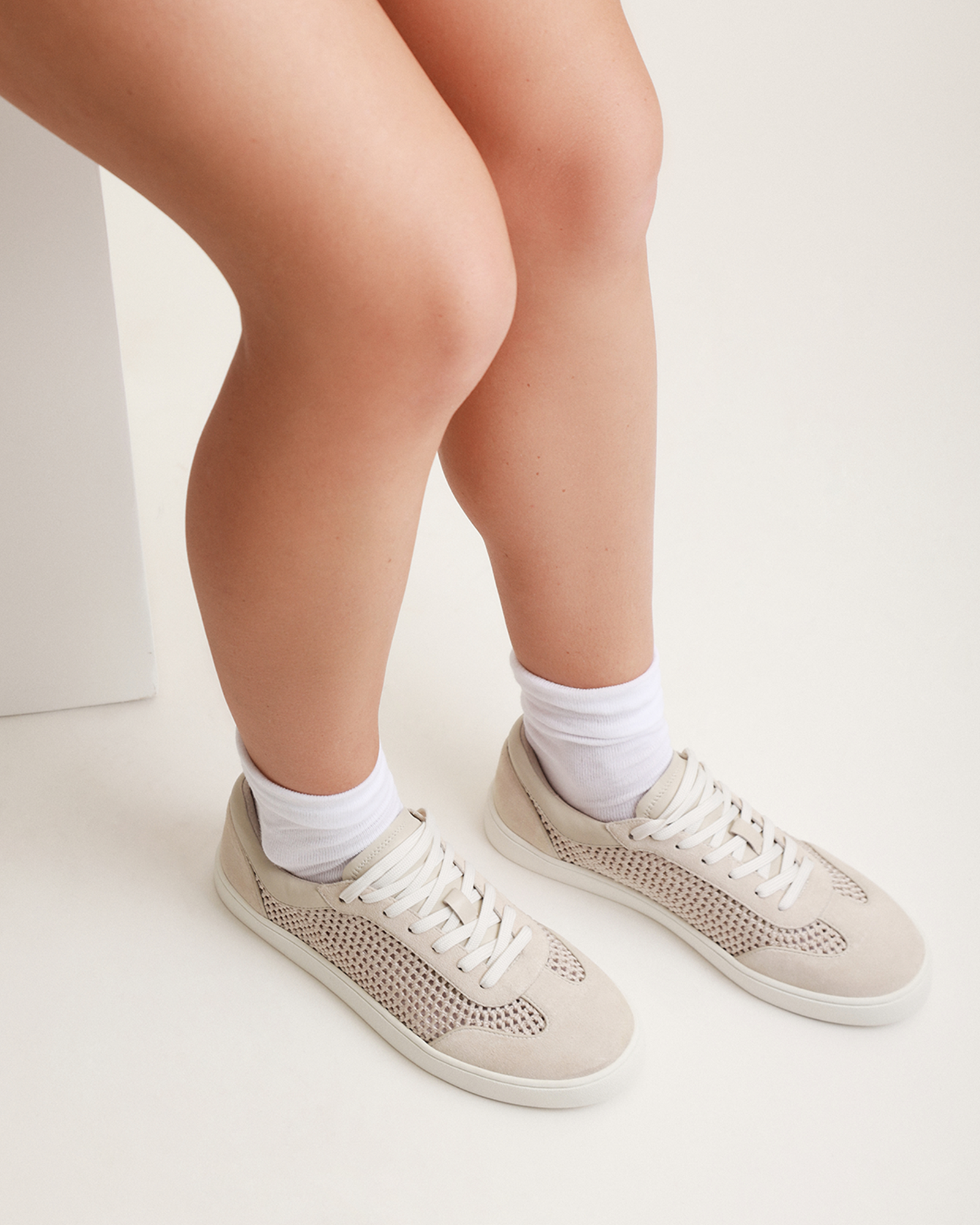 BRITT SNEAKERS BONE CROCHET - Women's Fashion Knit Sneakers for Casual Wear, Walking & Everyday Comfort