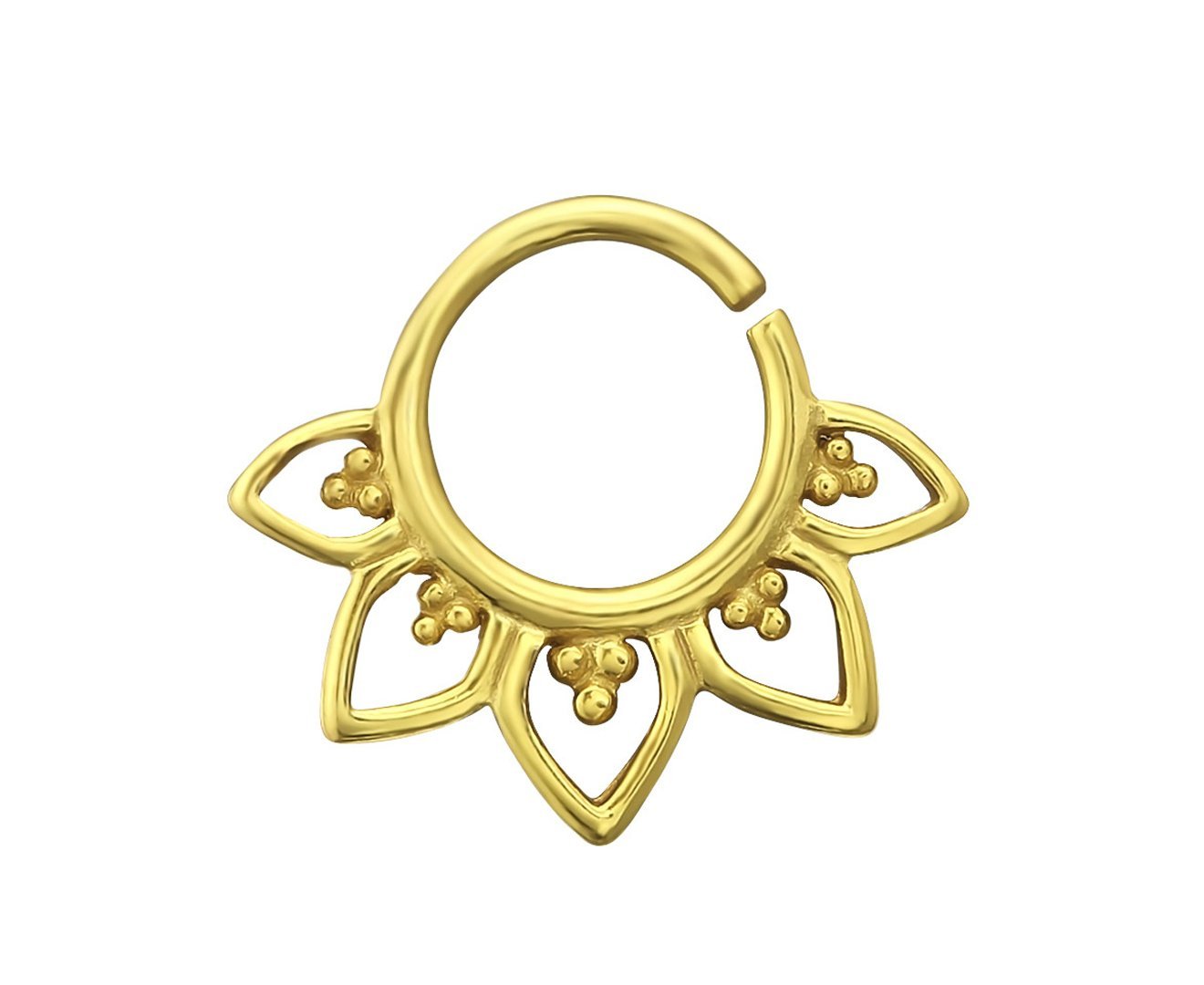14K Gold Plated Sterling Silver Bali Nose Ring - Elegant Body Jewelry for Women, Perfect for Parties, Weddings & Everyday Wear