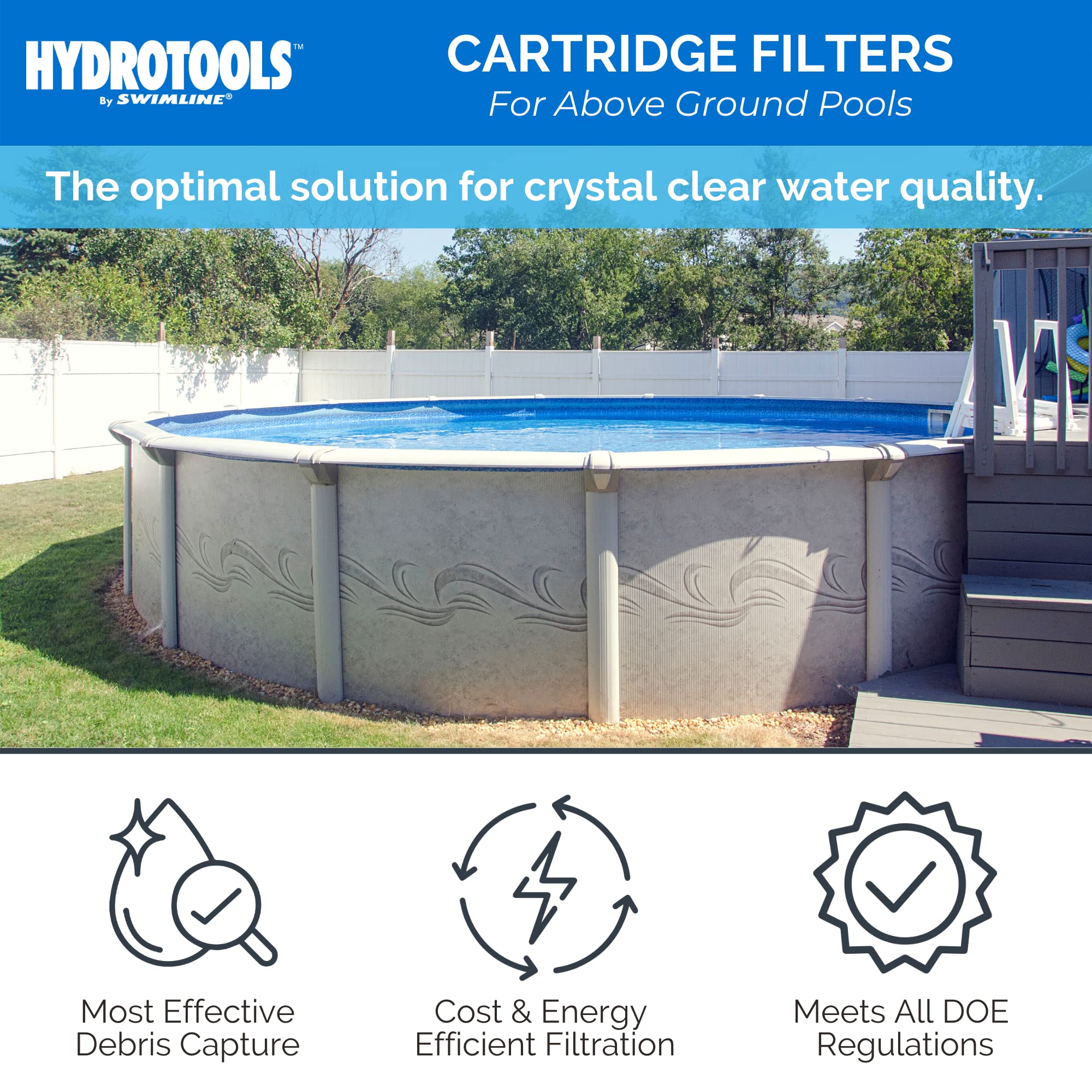 SWIMLINE HYDROTOOLS Above-Ground Pool Cartridge Filter Tank with Sure-Flo 100 Sq Ft Element - Efficient Pool Water Filtration System for Backyard Swimming Pools