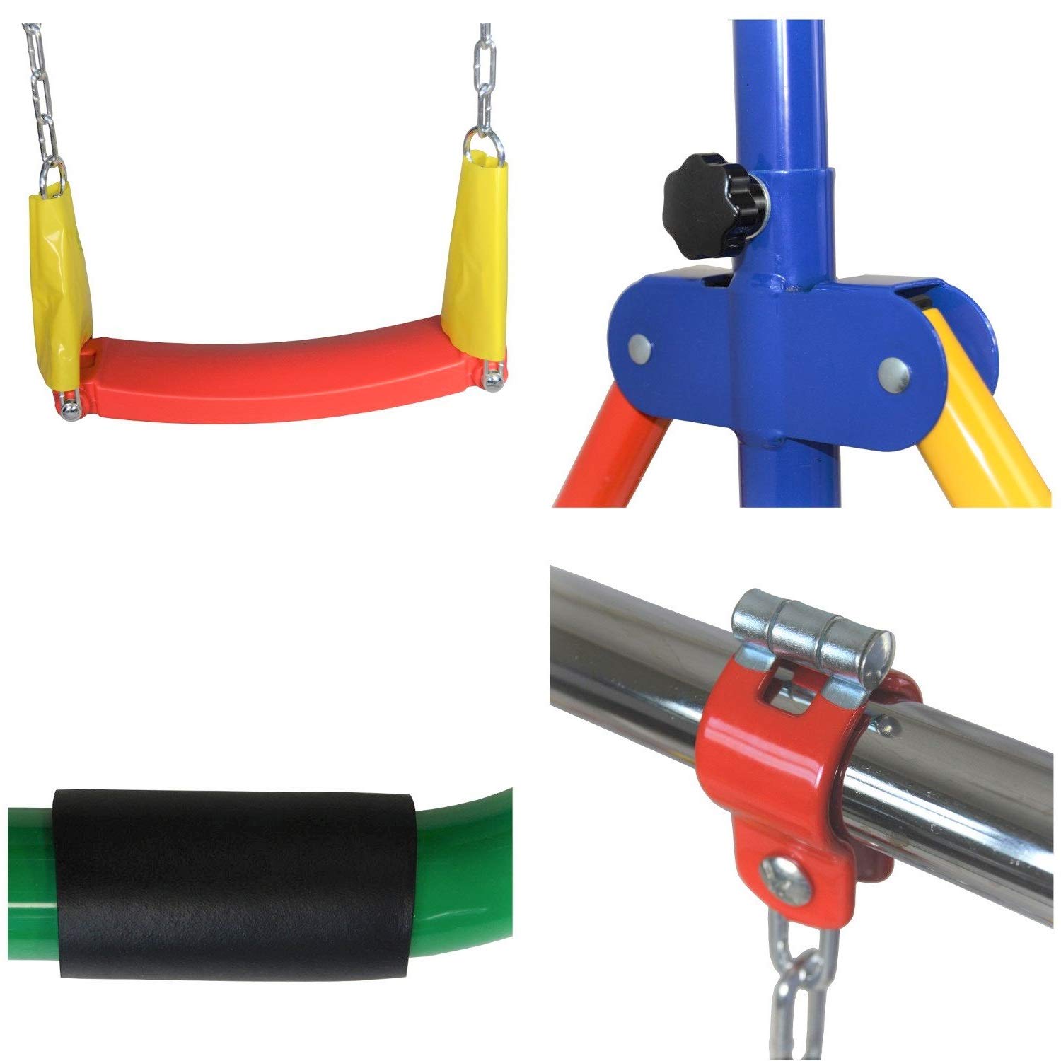 Adjustable 5-in-1 Gymnastics Bar for Kids - Foldable Horizontal Kip Bar with Tumbling Mat, Swing Seat, Trapeze Rings & Basketball Hoop - Home Training Equipment for Junior Gymnasts - Perfect for Indoor Playrooms, Backyard Fun & Preschool Exercise