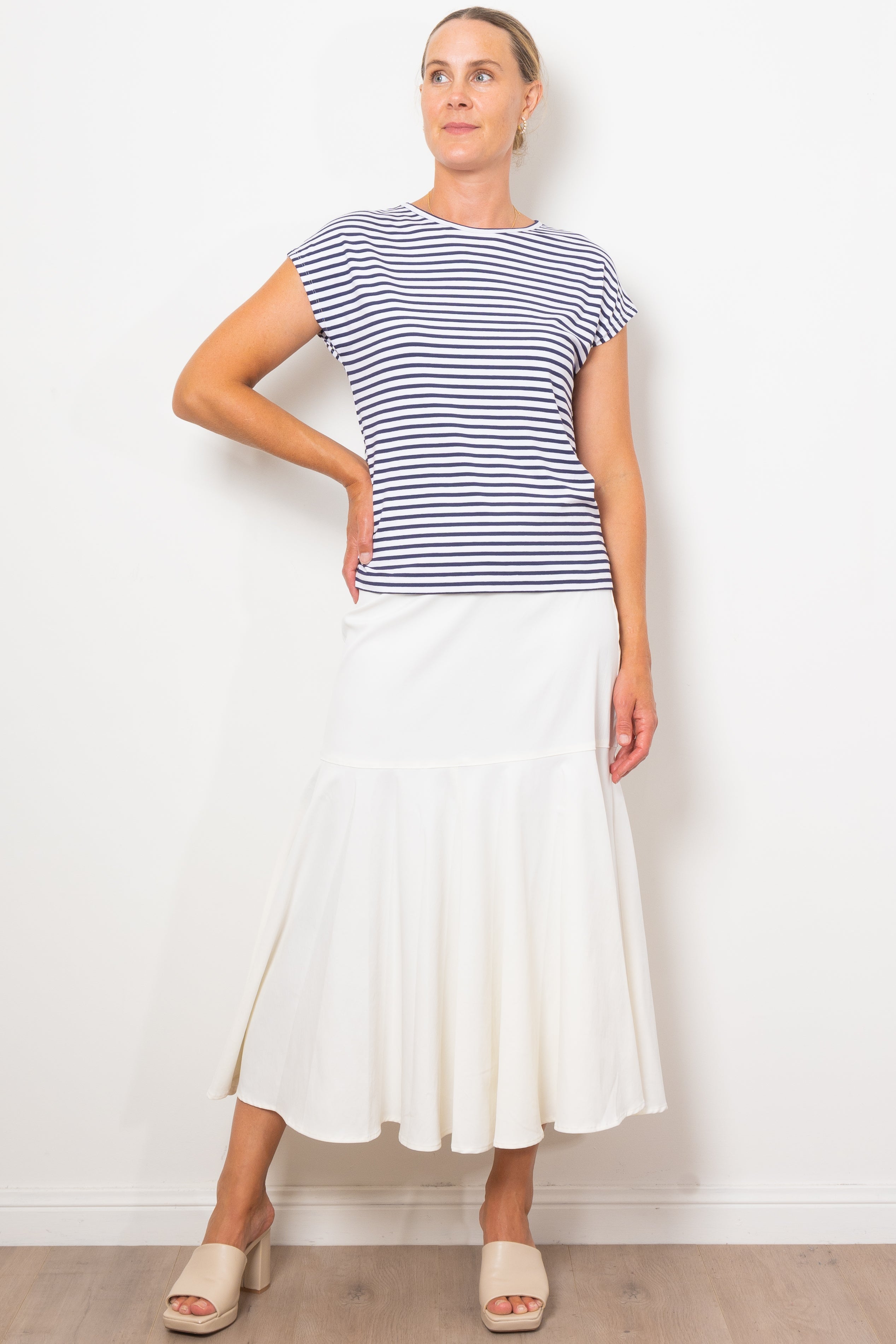 Mela Purdie Bell Skirt - Stretchy Chintz Fabric, Flared A-Line Design for Women - Perfect for Office Wear, Parties & Casual Outings