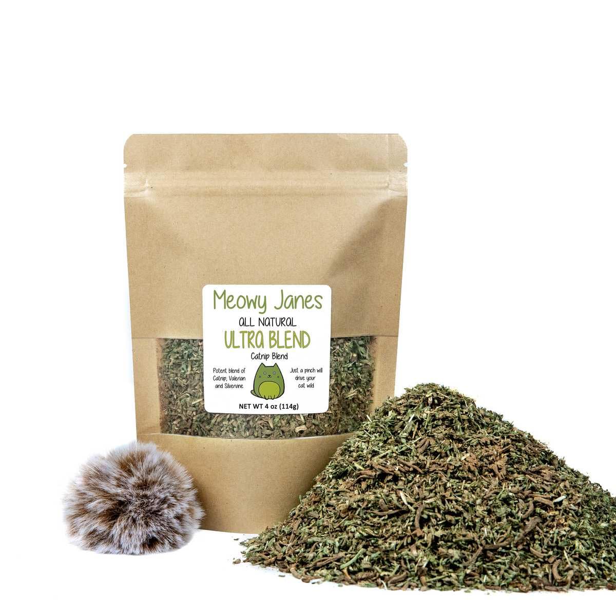 Meowy Janes Ultra Blend Catnip Toy - All Natural Catnip, Silvervine Powder & Valerian Root Mix for Cats (2.5 Cups) - Perfect for Playtime, Training & Stress Relief