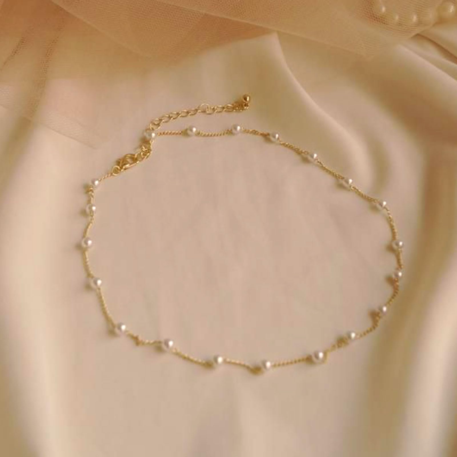 Elegant Pearl Choker Necklace for Women - Handmade Layered Gold Pearl Jewelry, Dainty Prom & Wedding Necklace, Trendy Dress Accessory, Perfect Gift for Her - Ideal for Parties, Weddings, and Special Occasions