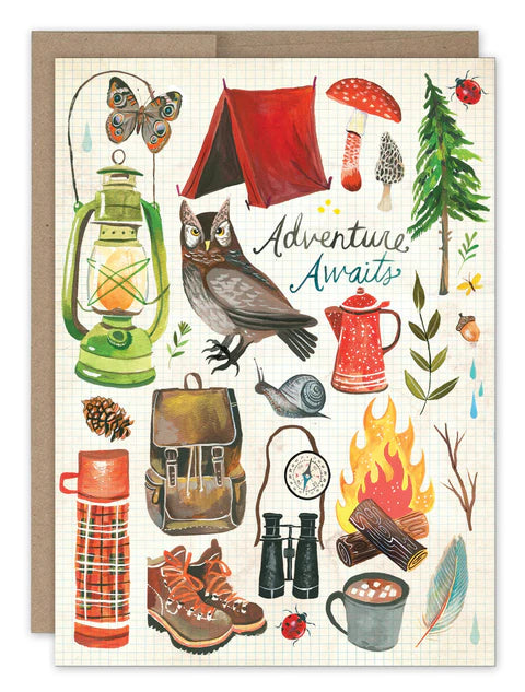 Adventure Awaits Birthday Card - Funny & Unique Greeting Card for Outdoor Lovers - Perfect for Hiking, Camping & Travel Enthusiasts