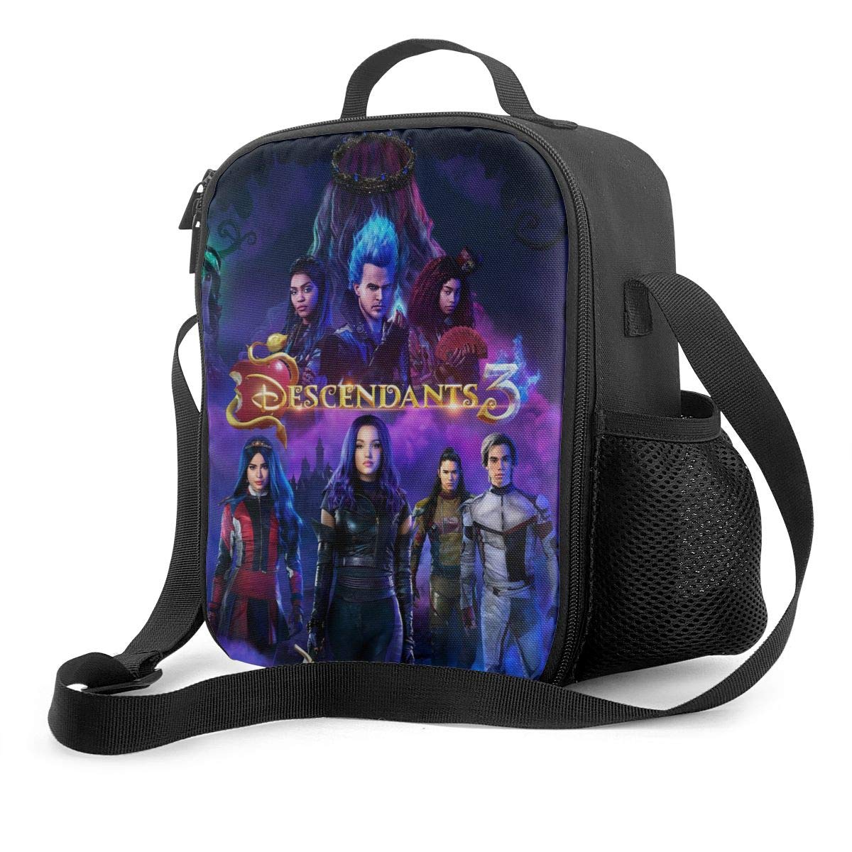 GIPHOJO Insulated Lunch Bag - Reusable Tote for School, Work, Picnic & Fishing | Leakproof Food Container with Drink Holder for Kids, Teens & Adults (Descendants 3 Design)