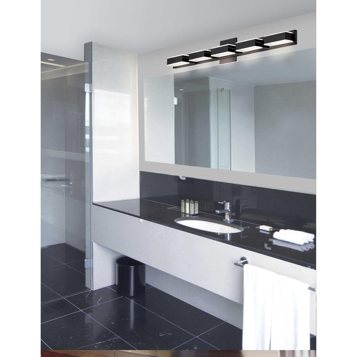 Dainolite Modern LED Vanity Ceiling Light Fixture - 5W Energy Efficient, Black Finish for Bathroom & Bedroom Lighting | Perfect for Contemporary Home Decor