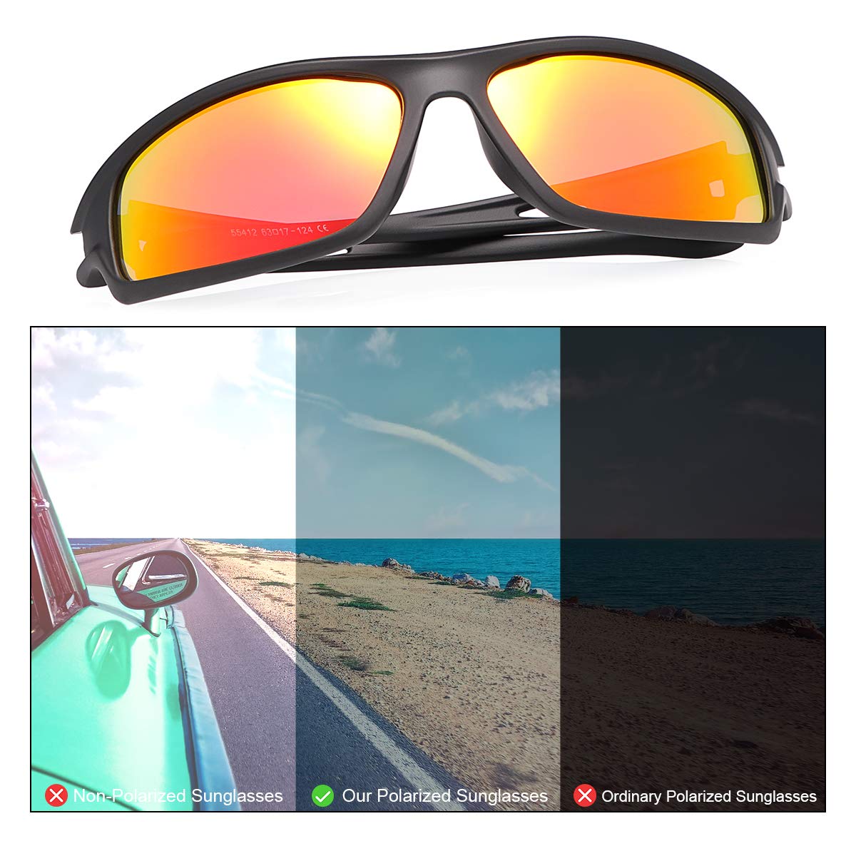 Polarized Sports Sunglasses for Men & Women - UV Protection, Lightweight & Anti-Glare for Cycling, Running, Driving & Outdoor Activities