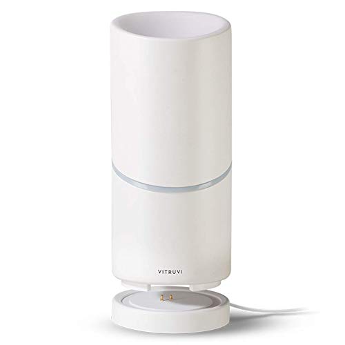 Vitruvi Move Cordless Ultrasonic Essential Oil Diffuser - Wireless Aromatherapy Diffuser for Home, Office & Travel | 4 & 8 Hour Runtime | White | Perfect for Relaxation, Yoga & Bedroom Use
