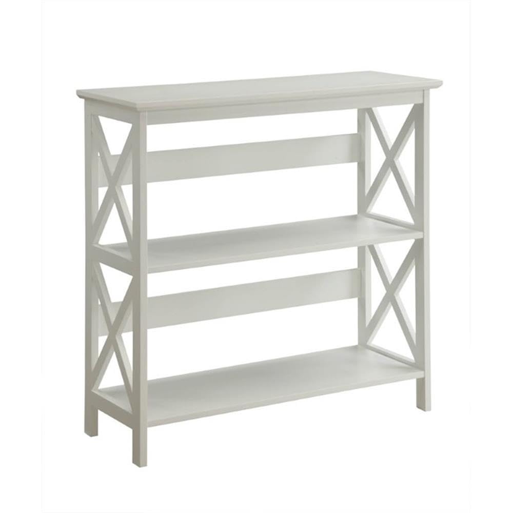 Home Square 2-Piece Solid Wood Bookcase Set with Two Shelves in White - Perfect for Living Room, Bedroom & Home Office Storage