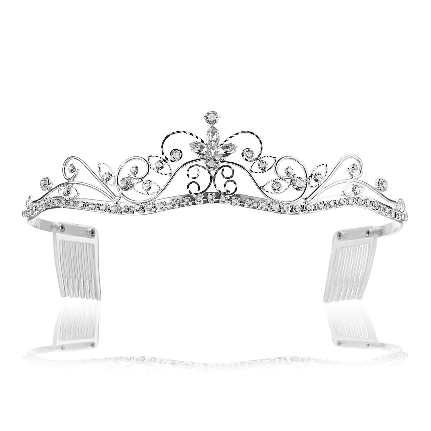 Sparkling Rhinestone Crystal Flower Crown Tiara for Brides, Prom, Wedding, Pageant – Elegant Headpiece for Special Occasions