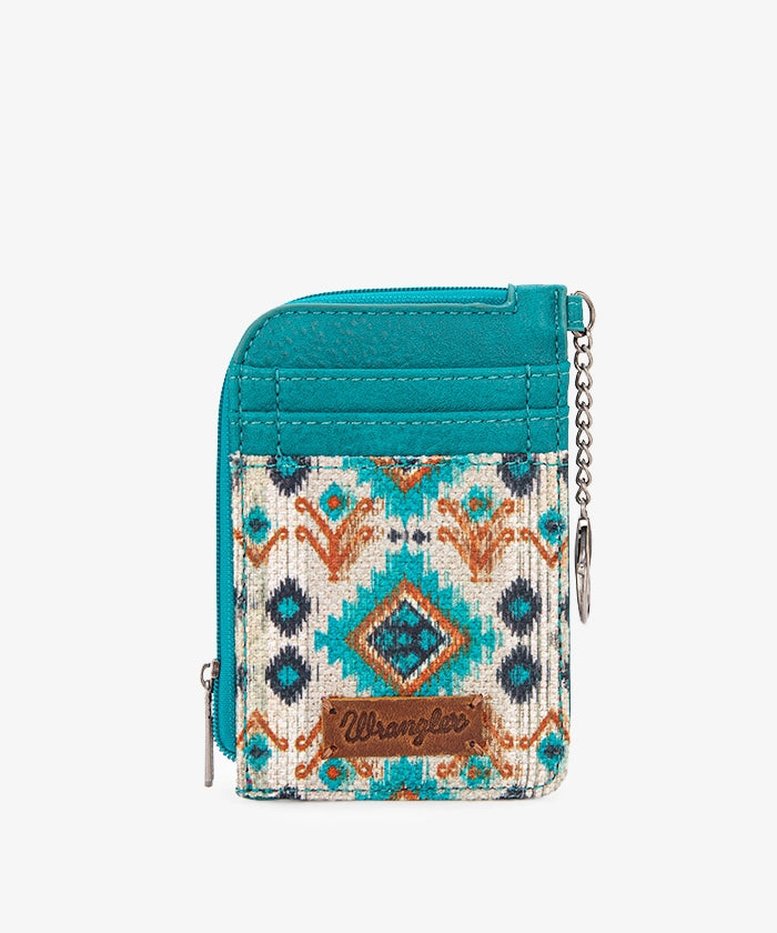 Wrangler Aztec Genuine Leather Credit Card Holder - Slim RFID Blocking Wallet for Men & Women - Perfect for Travel, Business & Everyday Use