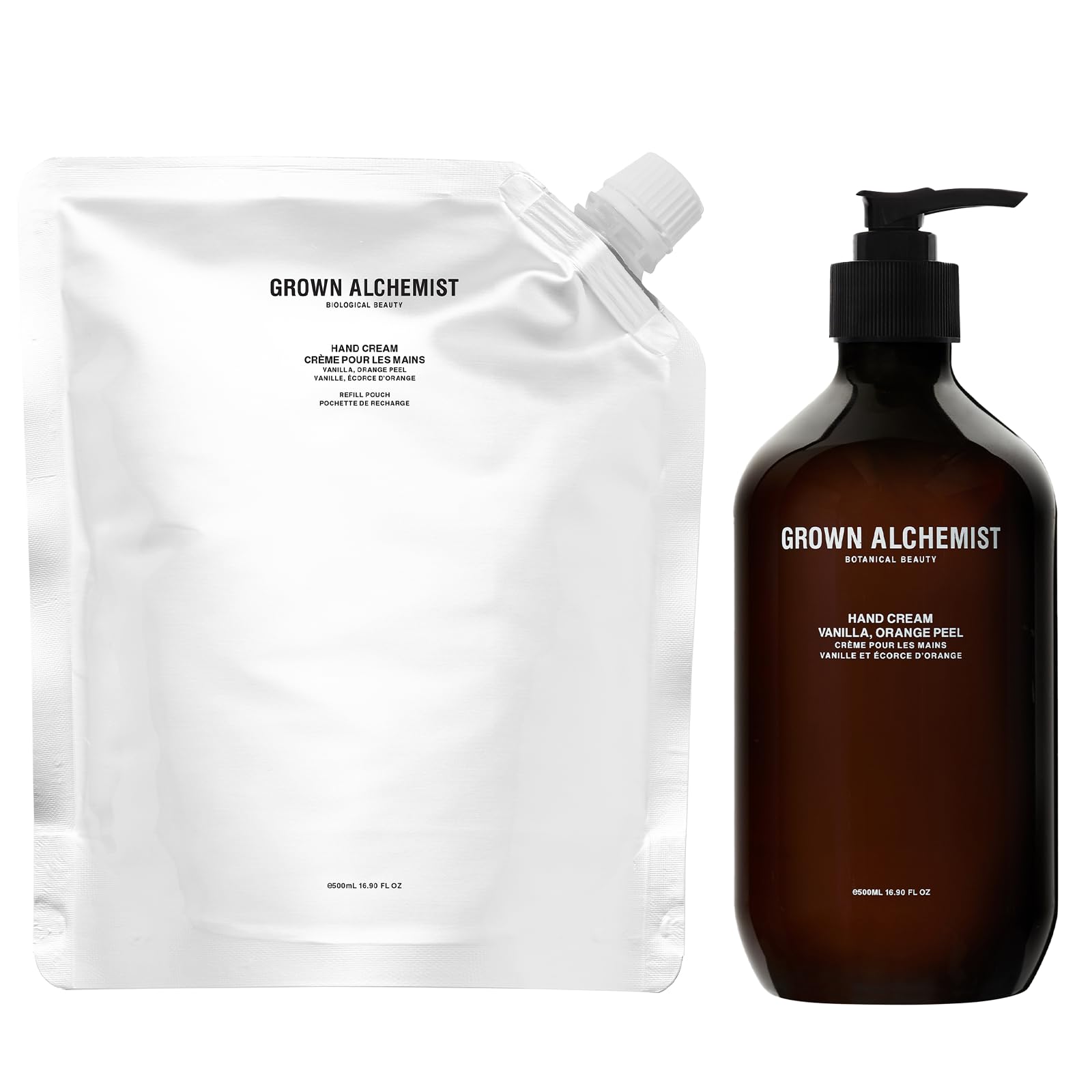 Grown Alchemist Vanilla & Orange Peel Hand Cream Refill Duo - 500ml Each | Hydrating & Moisturizing Skin Care for Dry Hands | Perfect for Home, Office & Travel Use