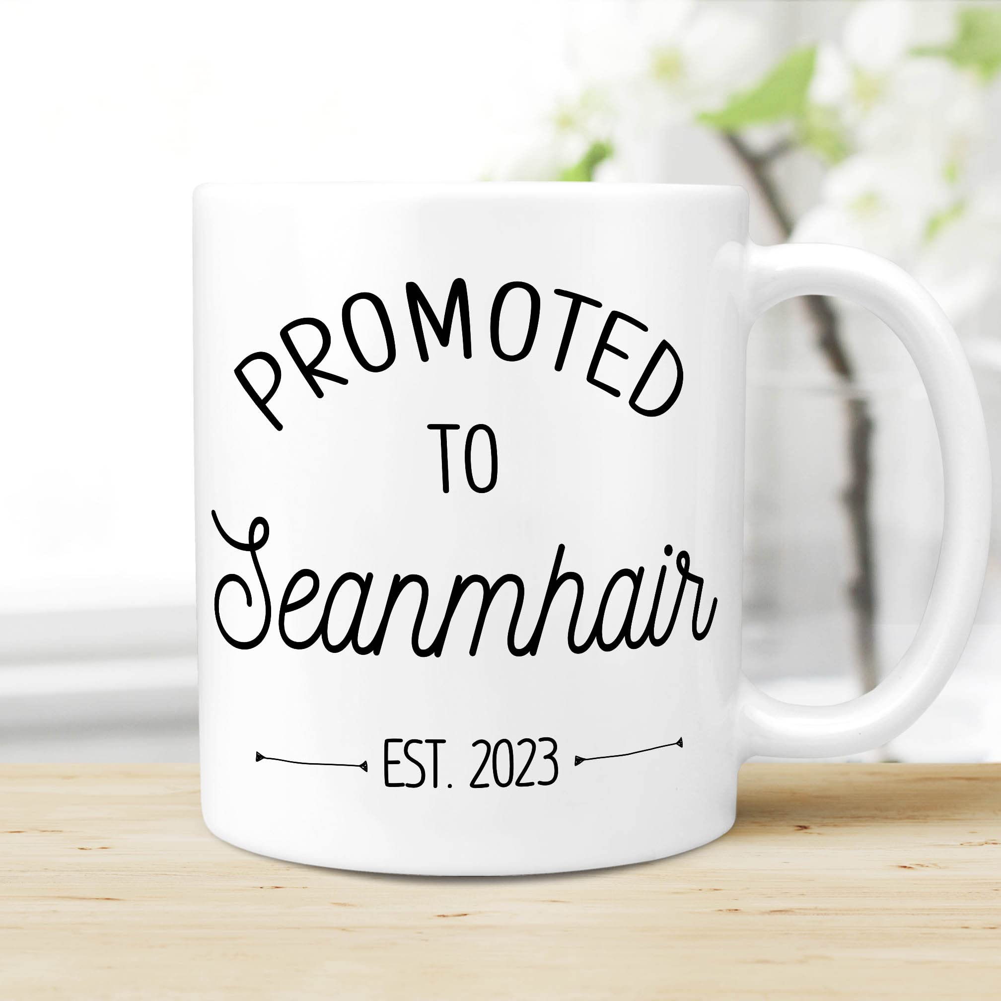 2023 Pregnancy Announcement Mug - 'Promoted to Seanmhair' Baby Reveal Gift - 15 oz Ceramic Coffee Cup - Perfect for New Grandmothers & Pregnancy Surprises - Great for Gender Reveals, Baby Showers & Mother's Day