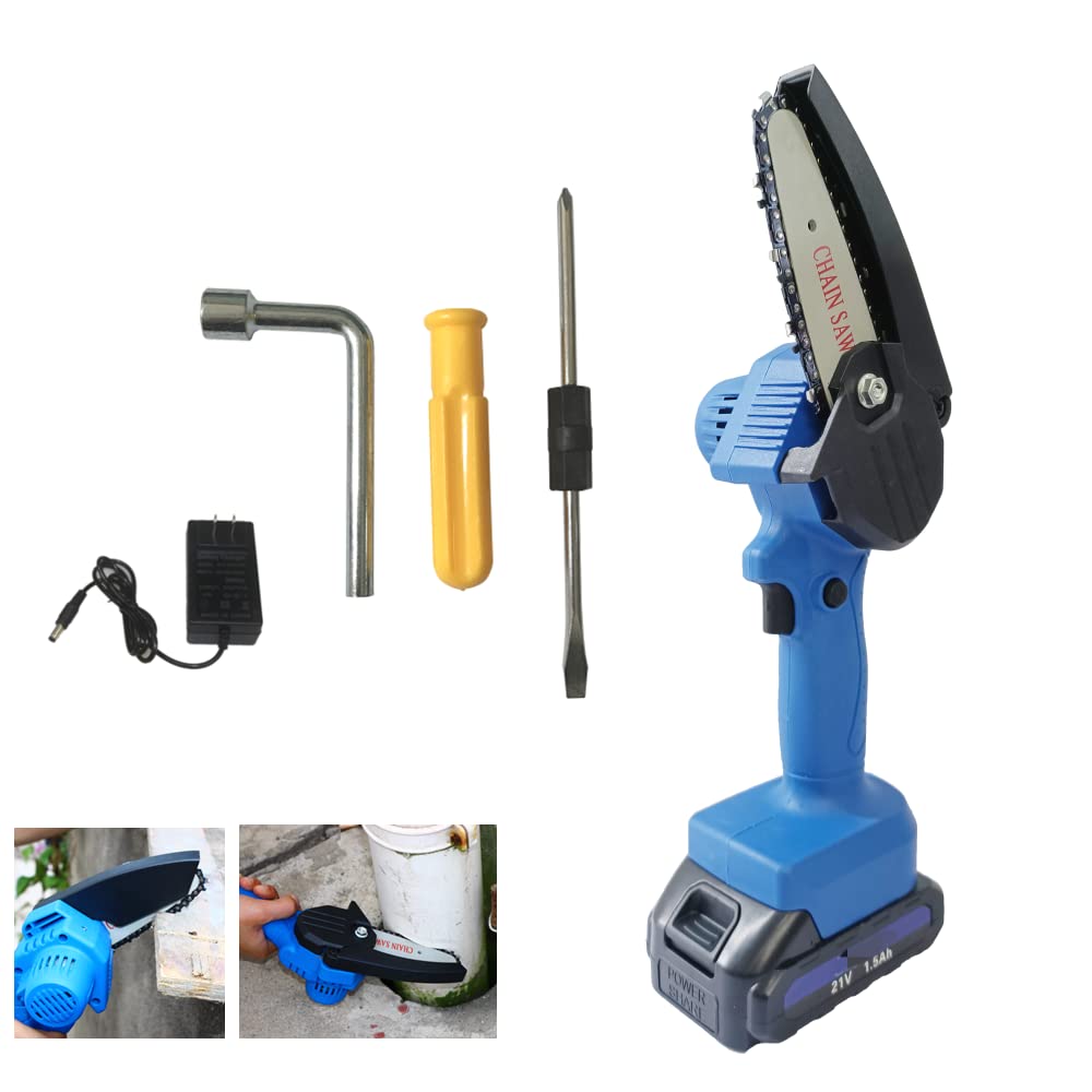 21V Cordless Mini Chainsaw - 4 Inch Handheld Electric Chainsaw with Battery & Chain - Perfect for Tree Trimming, Wood Cutting, DIY Projects & Garden Maintenance