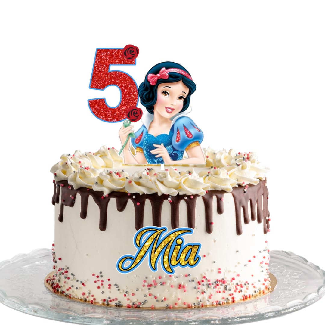 2-Piece Snow White Princess Cake Topper Set - Personalized & Custom Birthday Cake Decorations - Wedding, Baby Shower, Party Decorations - Perfect for Disney Themed Celebrations