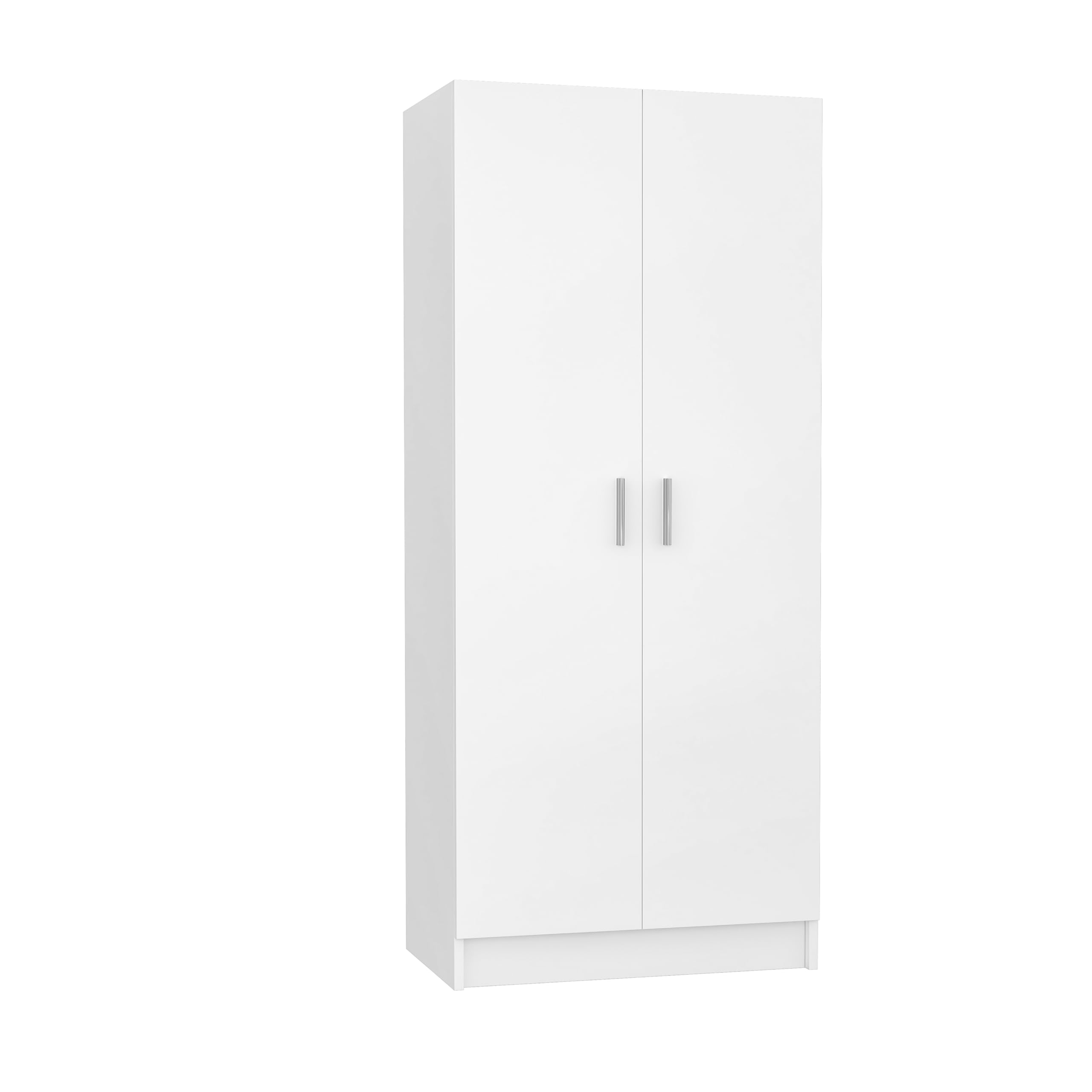 Panana 2 Door Wardrobe Closet - White Bedroom Storage Cabinet with Shelves & Hanging Rod - Perfect for Bedroom, Guest Room, Apartment & Dorm Organization