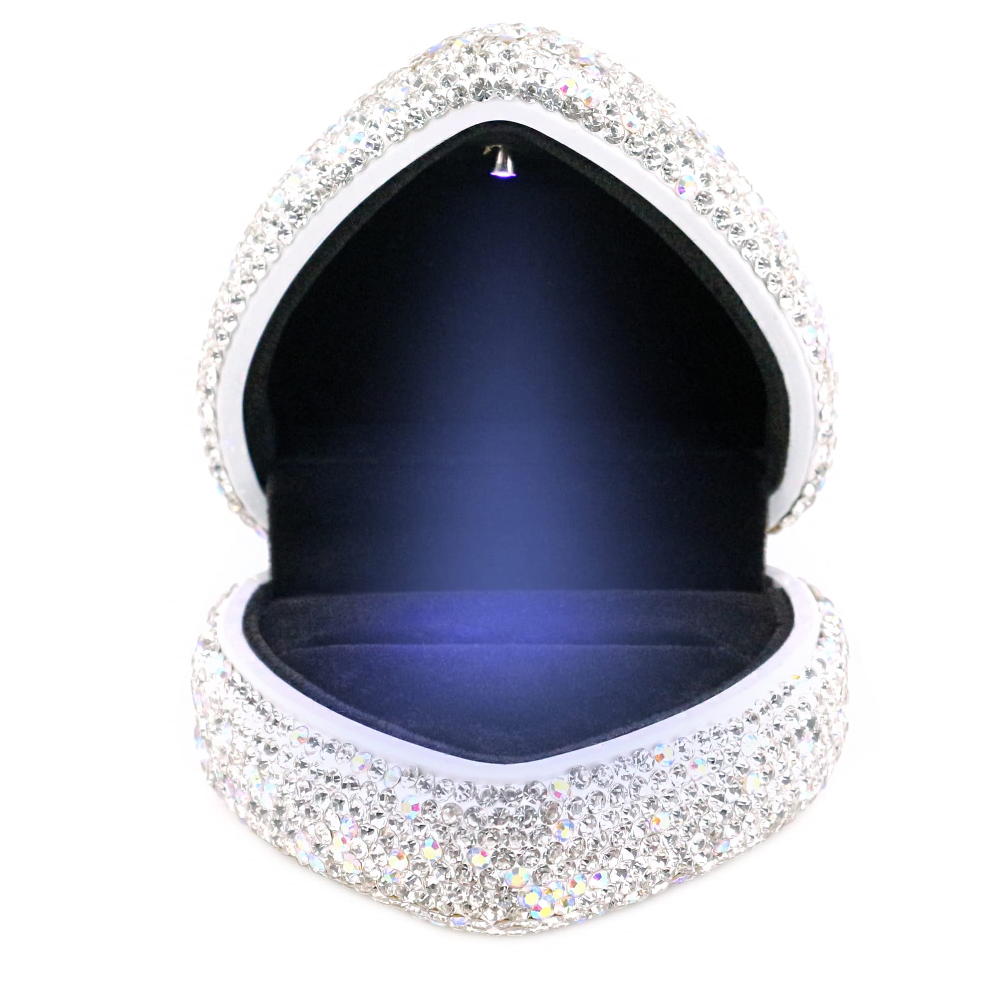 Sparkling Heart-Shaped Rhinestone Ring Box with LED Light - Velvet Jewelry Display Case for Engagement, Wedding & Proposal - Perfect Gift for Birthdays & Anniversaries - Elegant Ring Holder for Special Occasions