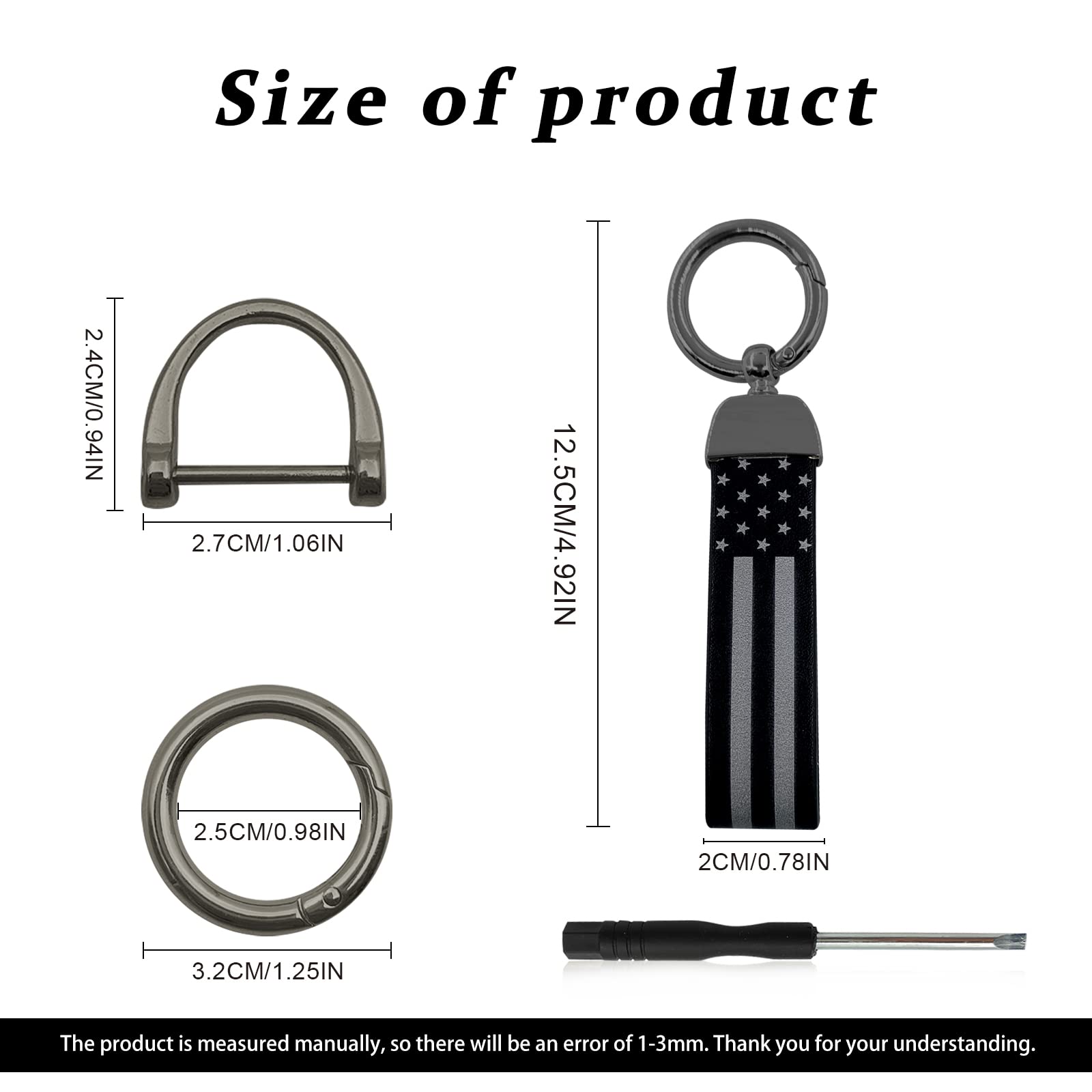 American Flag Car Keychain - Durable Zinc Alloy Key Fob with Leather Strap, Universal Keychain Accessories for Men & Women (Black) | Perfect for Car Keys, House Keys & Gift Giving