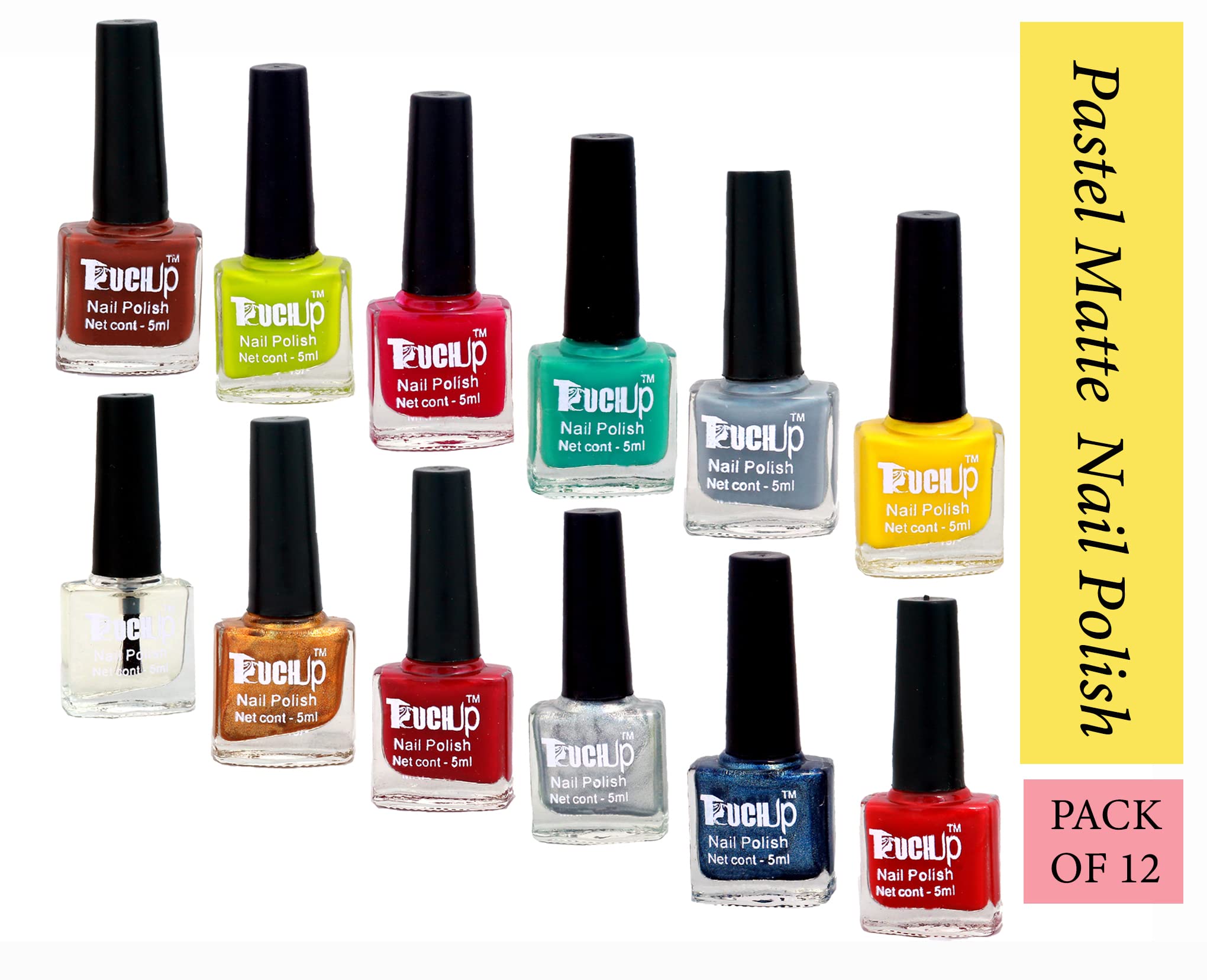 12-Piece Pastel Matte Nail Polish Set - Long Lasting Non-Toxic Vegan Nail Colors for Spring, Summer, Manicures & Pedicures at Home or Salon