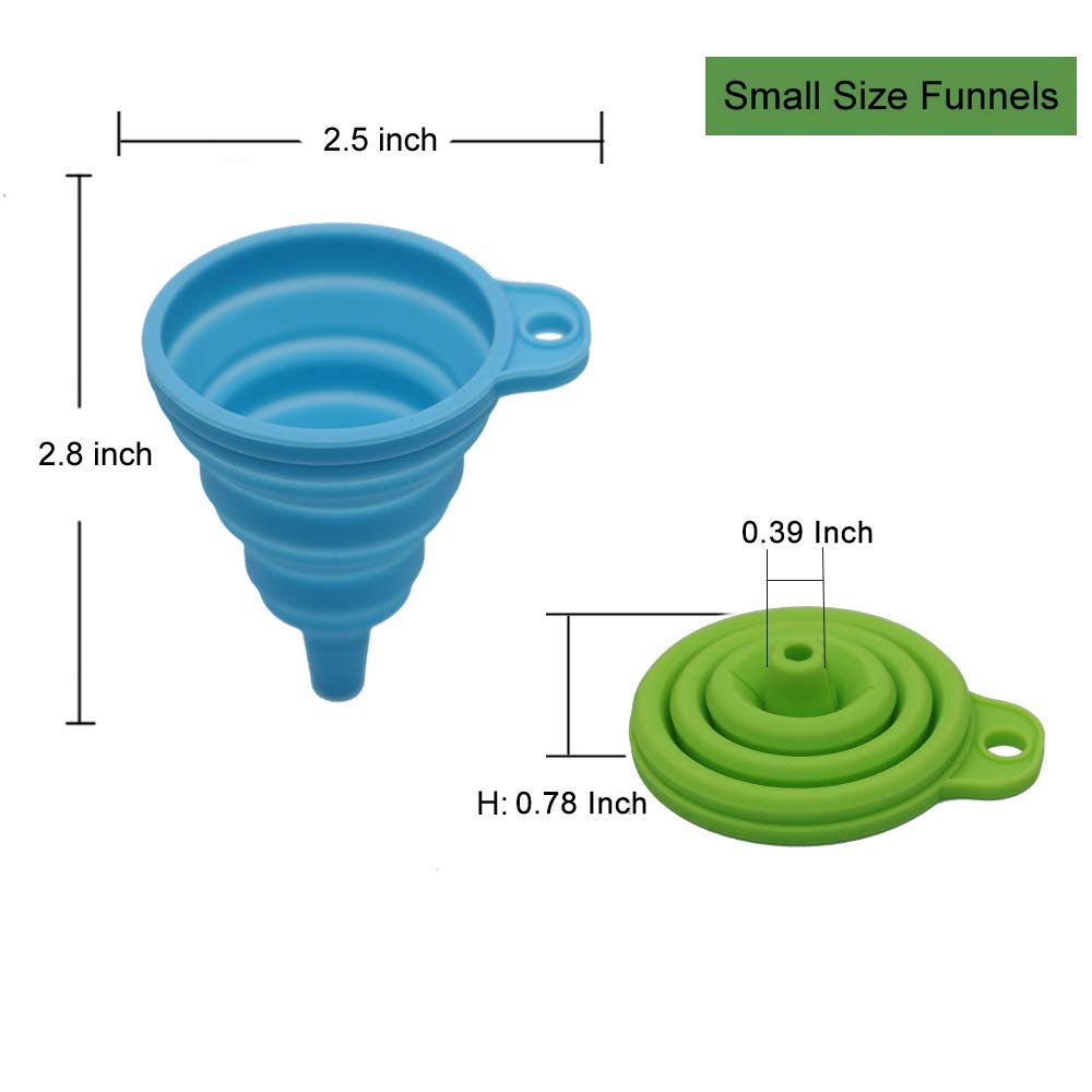 KongNai 4-Piece Silicone Collapsible Kitchen Funnel Set - Small & Large Food Grade Funnels for Liquid Transfer, Bottle Filling & Cooking - Perfect for Baking, Canning, Oil Pouring & DIY Projects