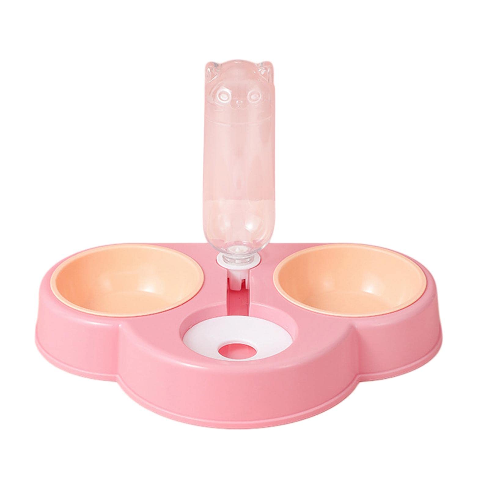 Automatic Dual Bowl Pet Feeder - Portable Food & Water Dispenser for Dogs & Cats, Pink - Perfect for Travel, Home & Office Use