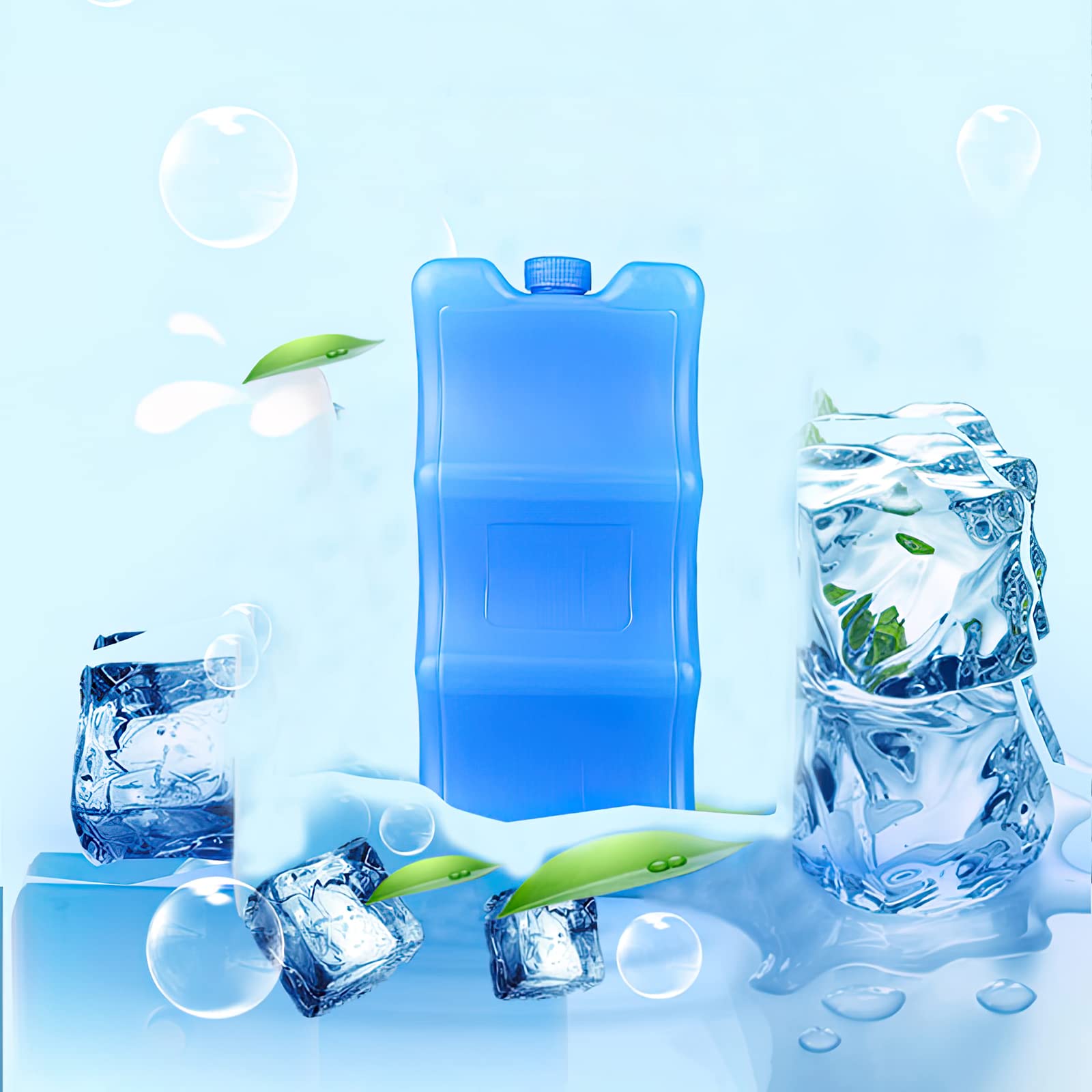 Large Reusable Ice Packs for Coolers - 4 Pack Wavy Cooling Pads Perfect for Beer, Soda Cans & Lunch Boxes - Leakproof Gel Ice Box Cooler for Beach Bags, Picnics & Outdoor Activities (Blue)