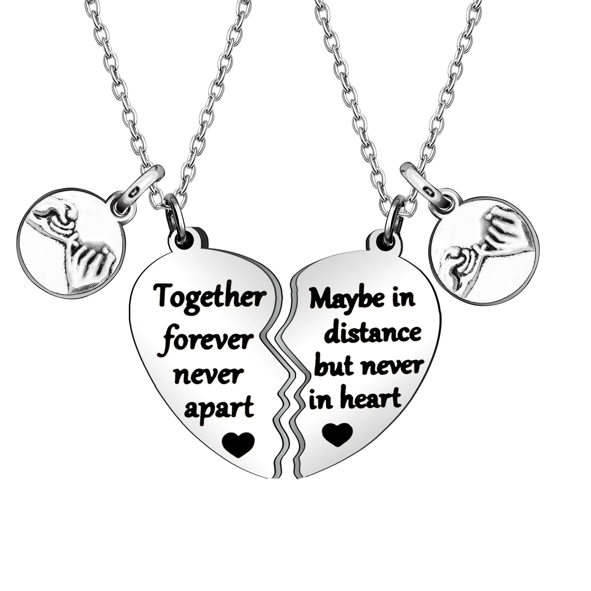 2 Pcs Matching Heart Friendship Necklaces for Sisters & BFFs - Best Friend Gifts for Birthday, Graduation, Anniversary - Perfect for Couples, Besties & Soulmates
