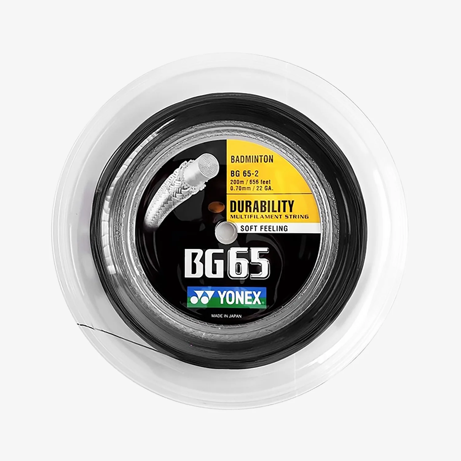 Yonex BG 65 200m Badminton String (Black) - High Performance Badminton Racket String for Professional & Recreational Players - Perfect for Tournaments & Casual Play