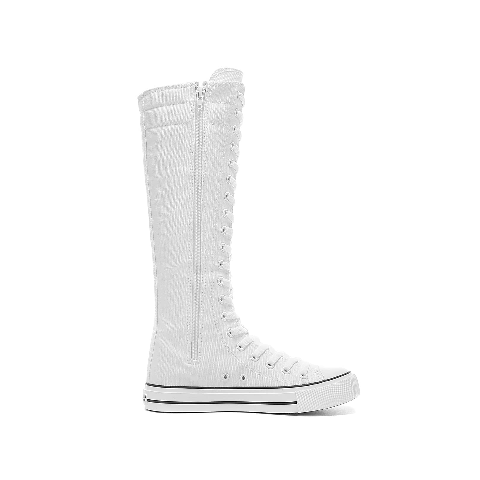 Women's Tall Canvas Lace-Up Knee High Sneakers - Comfortable Fashion Boots for Casual Wear, Walking & Outdoor Activities