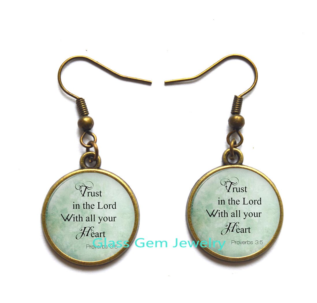 Trust in The Lord Stud Earrings - Proverbs 3:5 Christian Jewelry Gift for Women