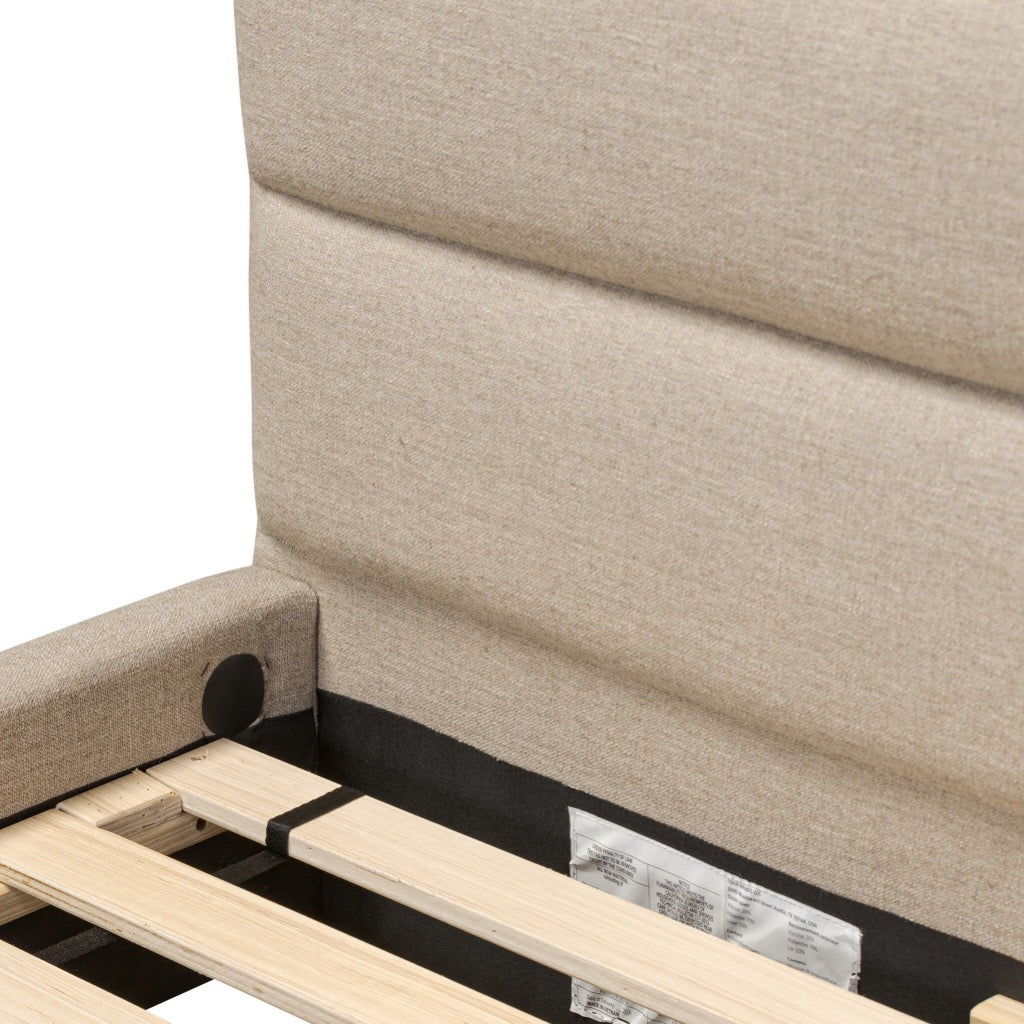 Daphne Bed Frame - Alcala Taupe Upholstered Platform Bed with Wooden Slats | Perfect for Modern Bedrooms & Guest Rooms