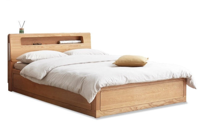Premium Oak Solid Wood Luminous Box Bed - Durable Nightstand with Glow-in-the-Dark Features for Bedroom, Guest Room, and Kids Room Decor