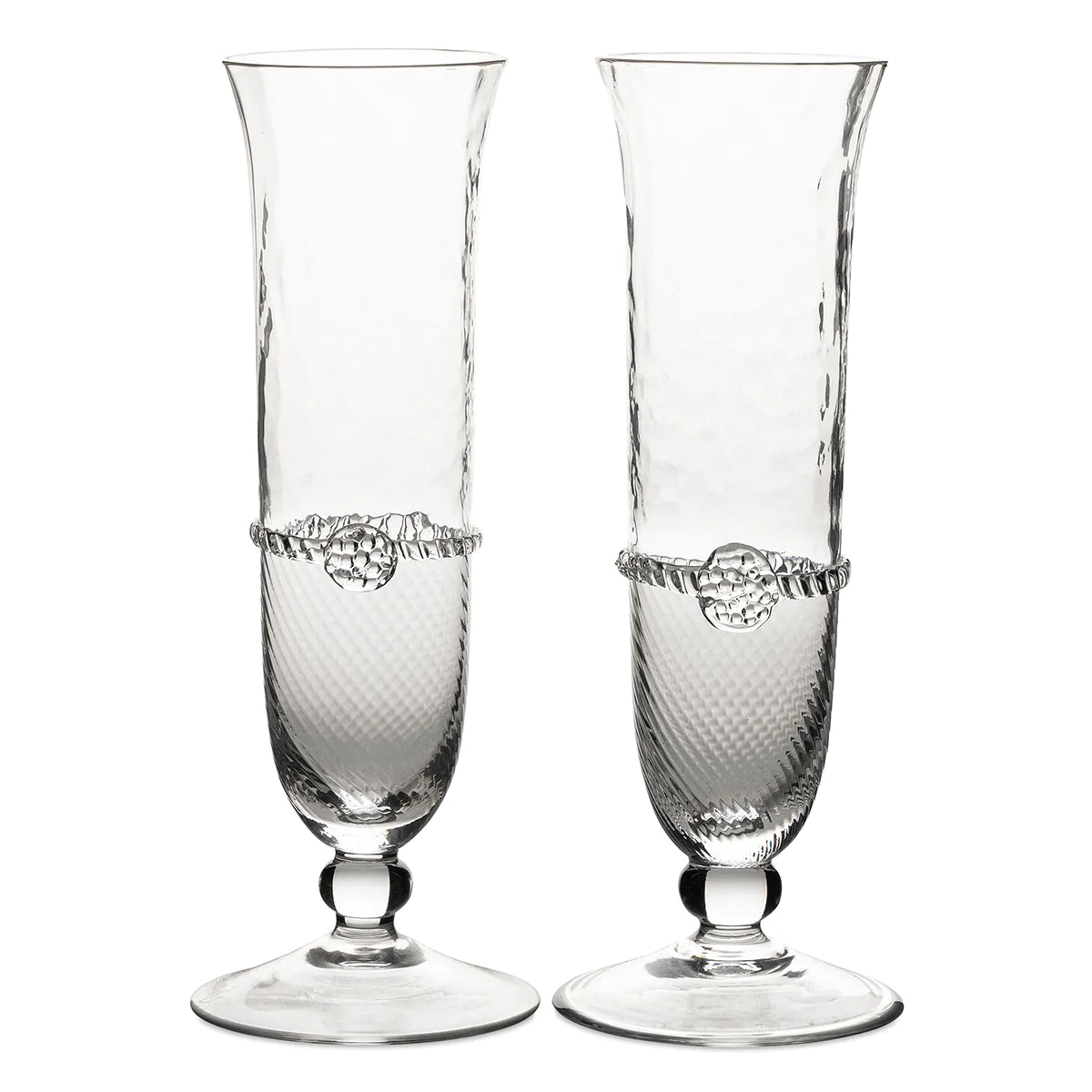 Juliska Graham Champagne Flute Set of 2 - Elegant Crystal Glassware for Weddings, Parties & Romantic Dinners