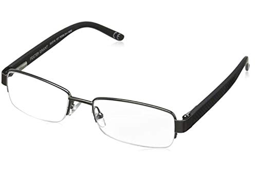 Foster Grant Men's Wilder Square Reading Glasses +1.50 to +3.50 Strength - Lightweight Metal Frame for Computer Work, Reading & Driving