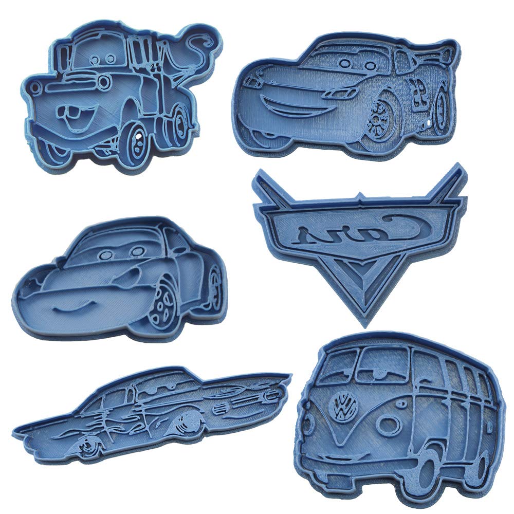 Blue Car-Shaped Cookie Cutters Set of 6 - 16 x 14 x 1.5 cm Baking Tools for Kids Birthday Parties, Baby Showers & Holiday Cookie Decorating
