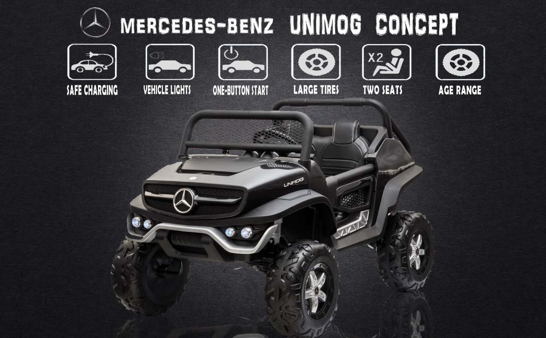 Mercedes Benz Unimog 24V Kids Ride-On ATV Car - 2 Seater Electric Toy Vehicle for Boys & Girls - Outdoor Adventure Play & Backyard Fun