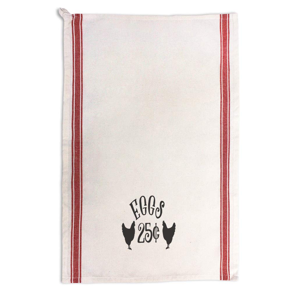 Custom Printed Kitchen Towels with Red Stripe Design - Absorbent Dish Towels for Eggs, Dairy & Beverage Cleaning - Perfect for Home, Restaurant & Cafe Use