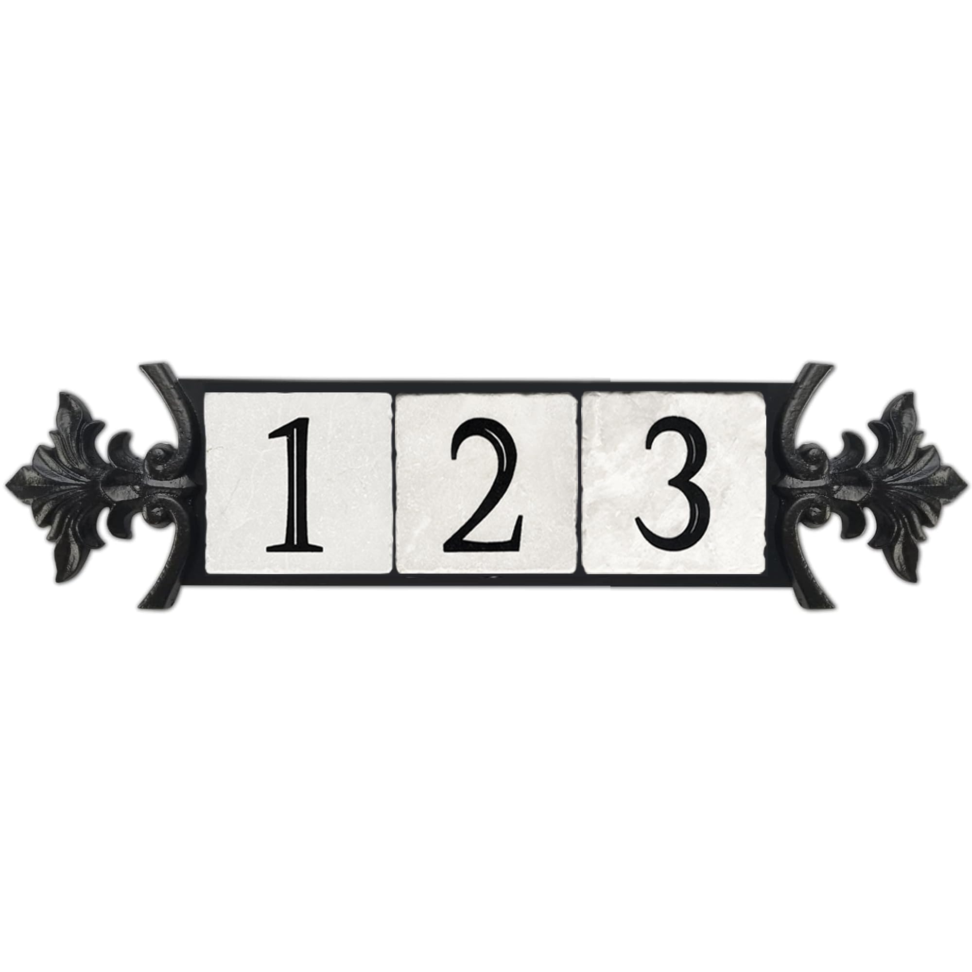 NACH Crested 3-Number Cast Iron Address Plaque for Houses - 14